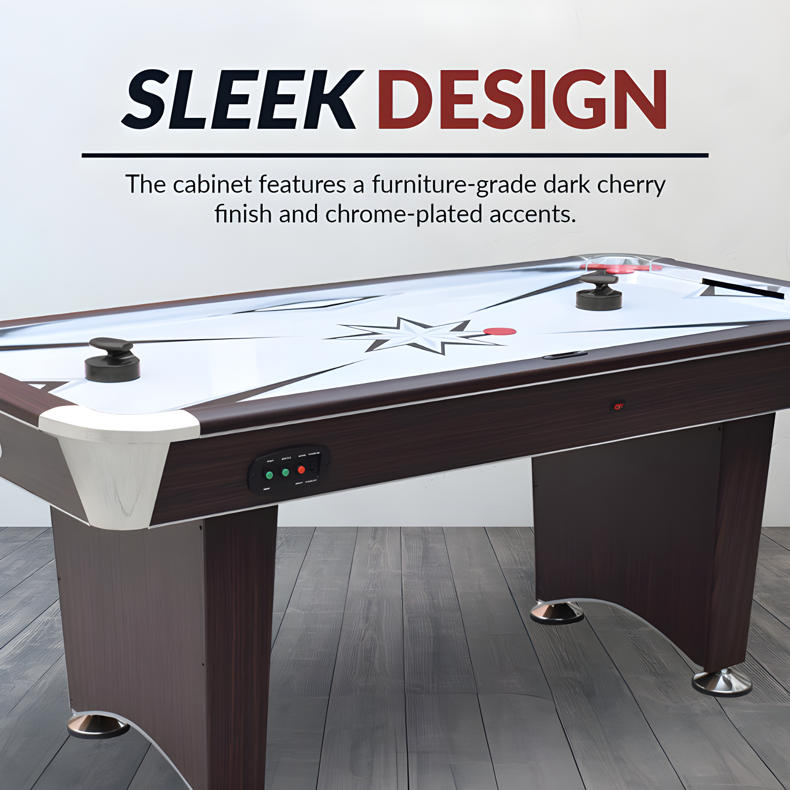 Hathaway Midtown II 6 Ft Air Hockey Table for Family Game Room - With LED Scoring, High-Powered Blower, Pedestal Legs, Strikers & Pucks - Dark Cherry Finish