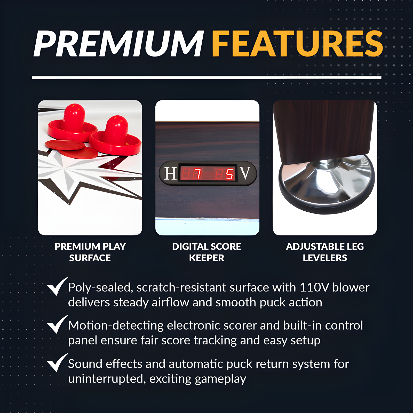 Hathaway Midtown II 6 Ft Air Hockey Table for Family Game Room - With LED Scoring, High-Powered Blower, Pedestal Legs, Strikers & Pucks - Dark Cherry Finish