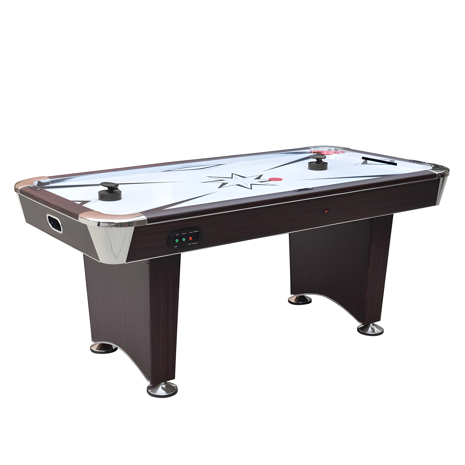 Hathaway Midtown II 6 Ft Air Hockey Table for Family Game Room - With LED Scoring, High-Powered Blower, Pedestal Legs, Strikers & Pucks - Dark Cherry Finish