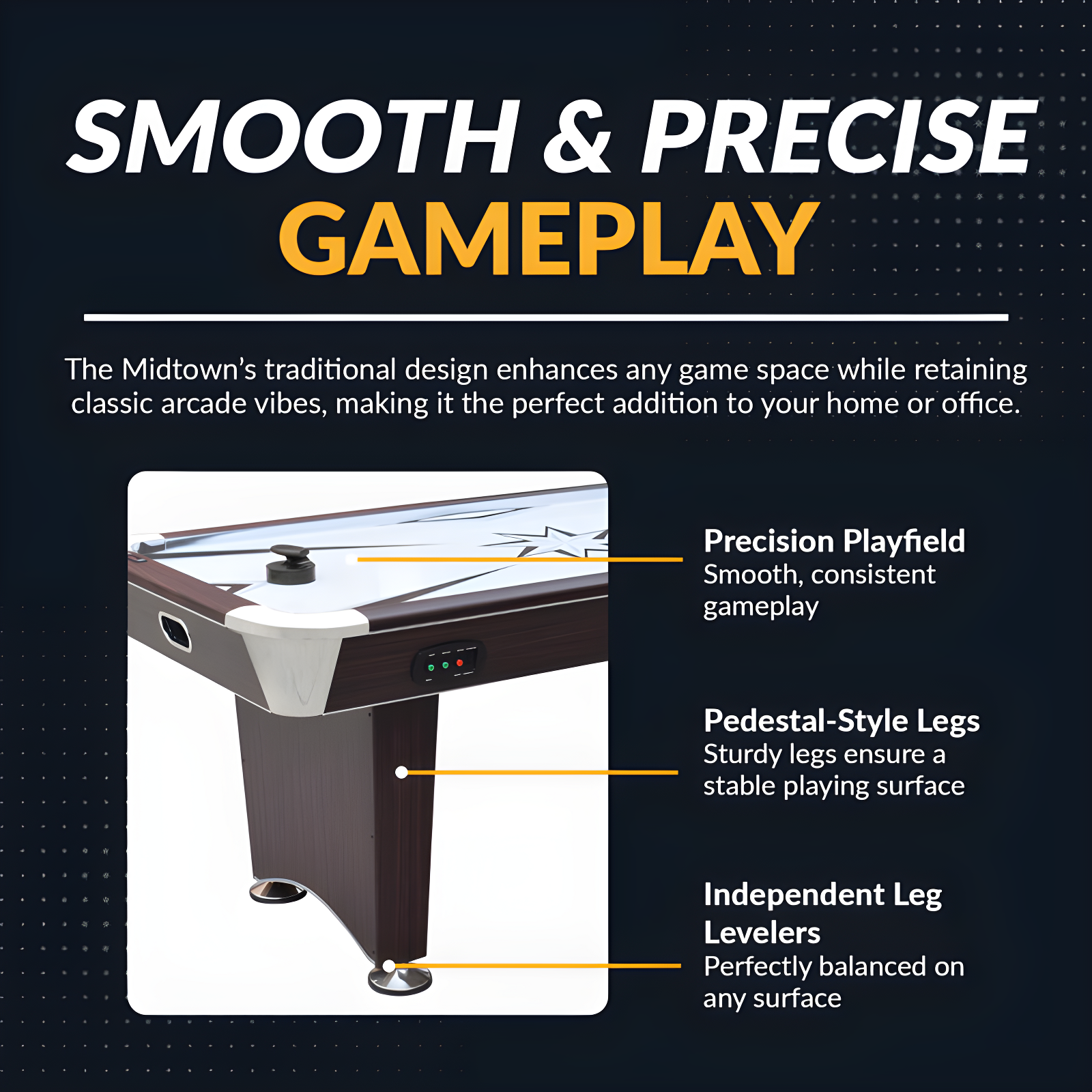 Hathaway Midtown II 6 Ft Air Hockey Table for Family Game Room - With LED Scoring, High-Powered Blower, Pedestal Legs, Strikers & Pucks - Dark Cherry Finish