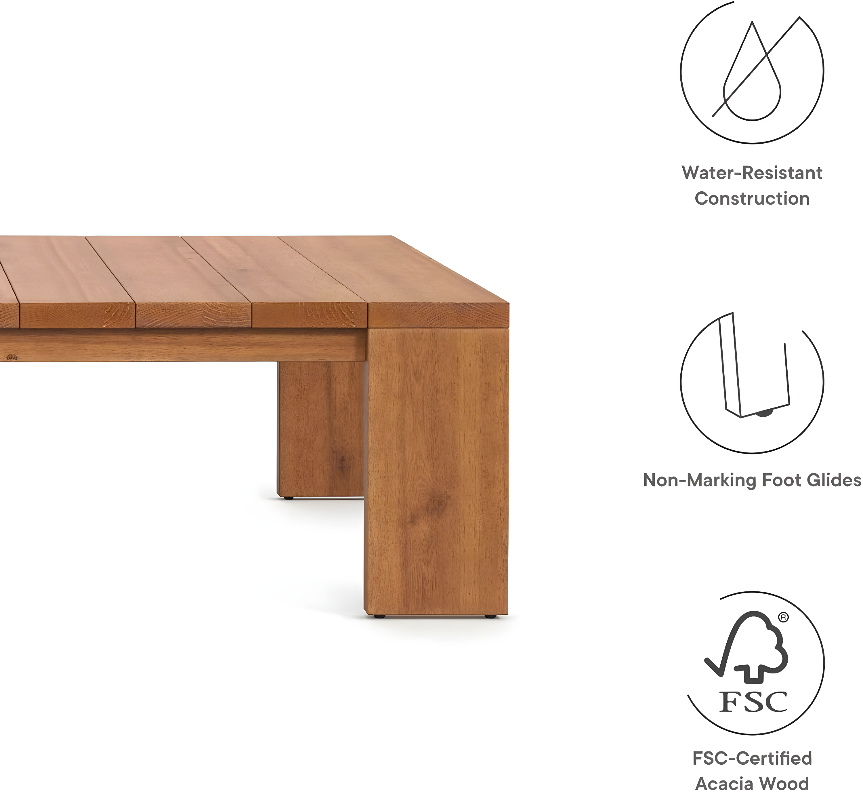 Modway Tahoe Outdoor Patio Acacia Wood Coffee Table In Natural