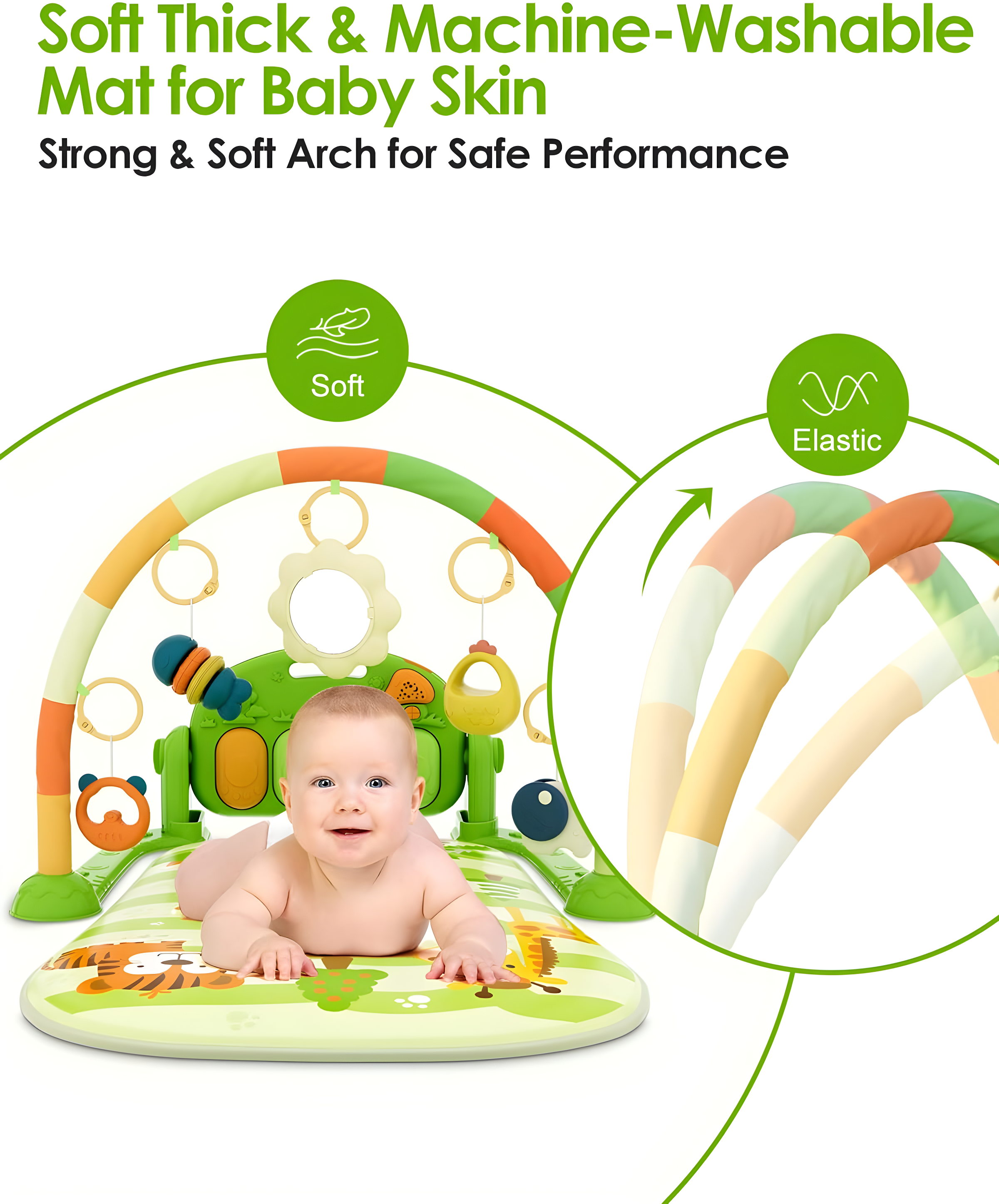 dearlomum Baby Play Mat Baby Gym,Funny Play Piano Tummy Time Baby Activity Mat With 5 Infant Sensory Baby Toys | Wayfair