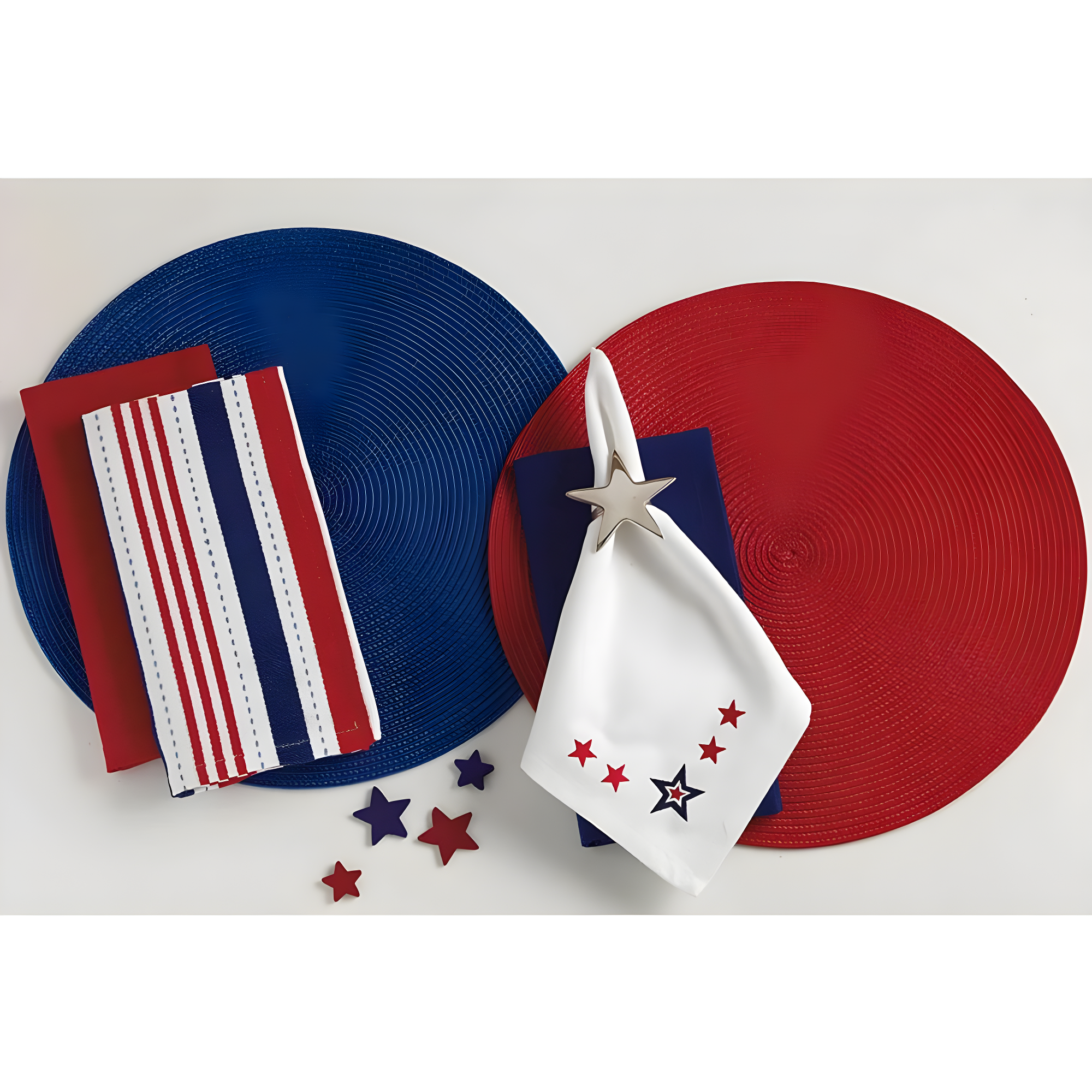 Red Round Braided Placemats Set of 6 for Dining Tables