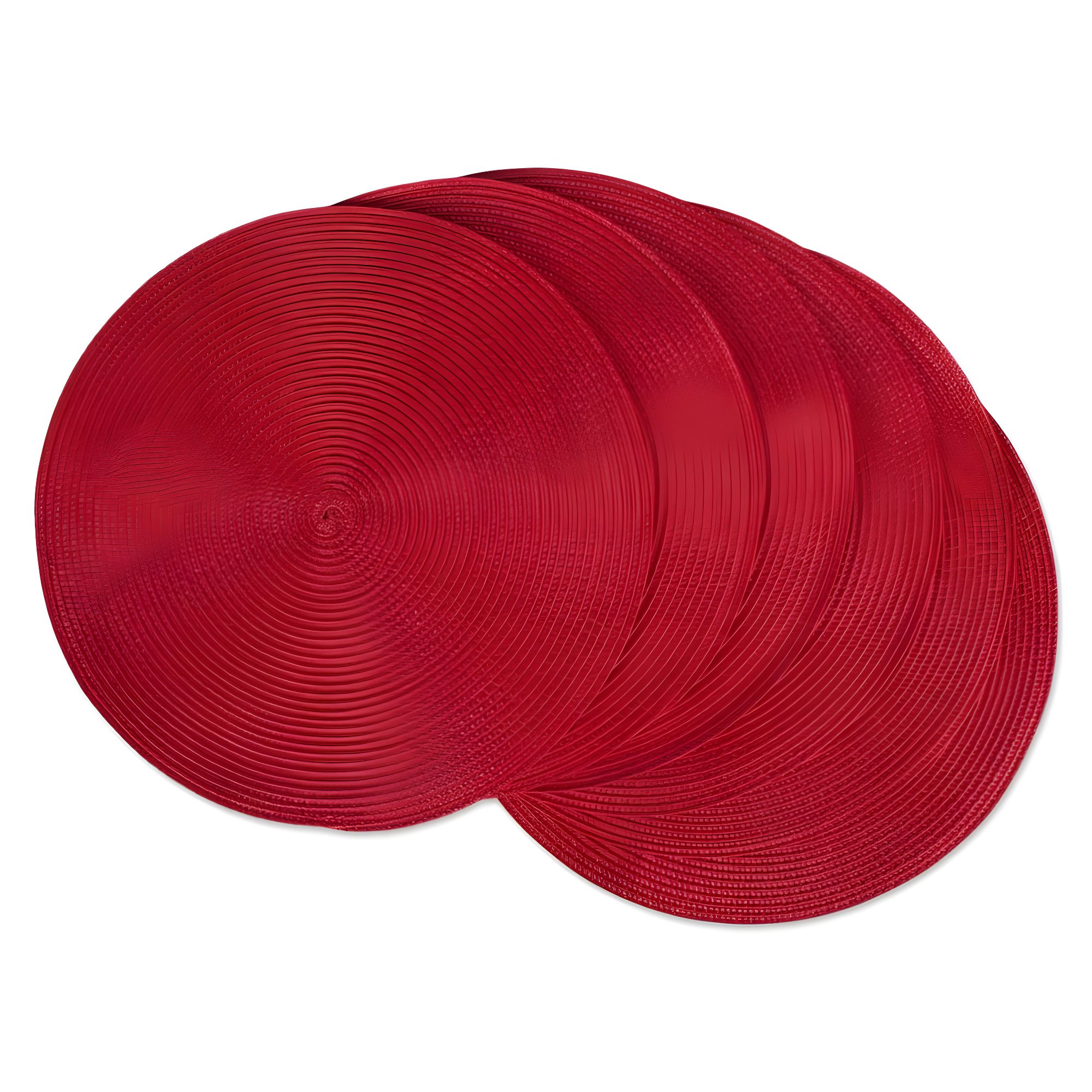 Red Round Braided Placemats Set of 6 for Dining Tables
