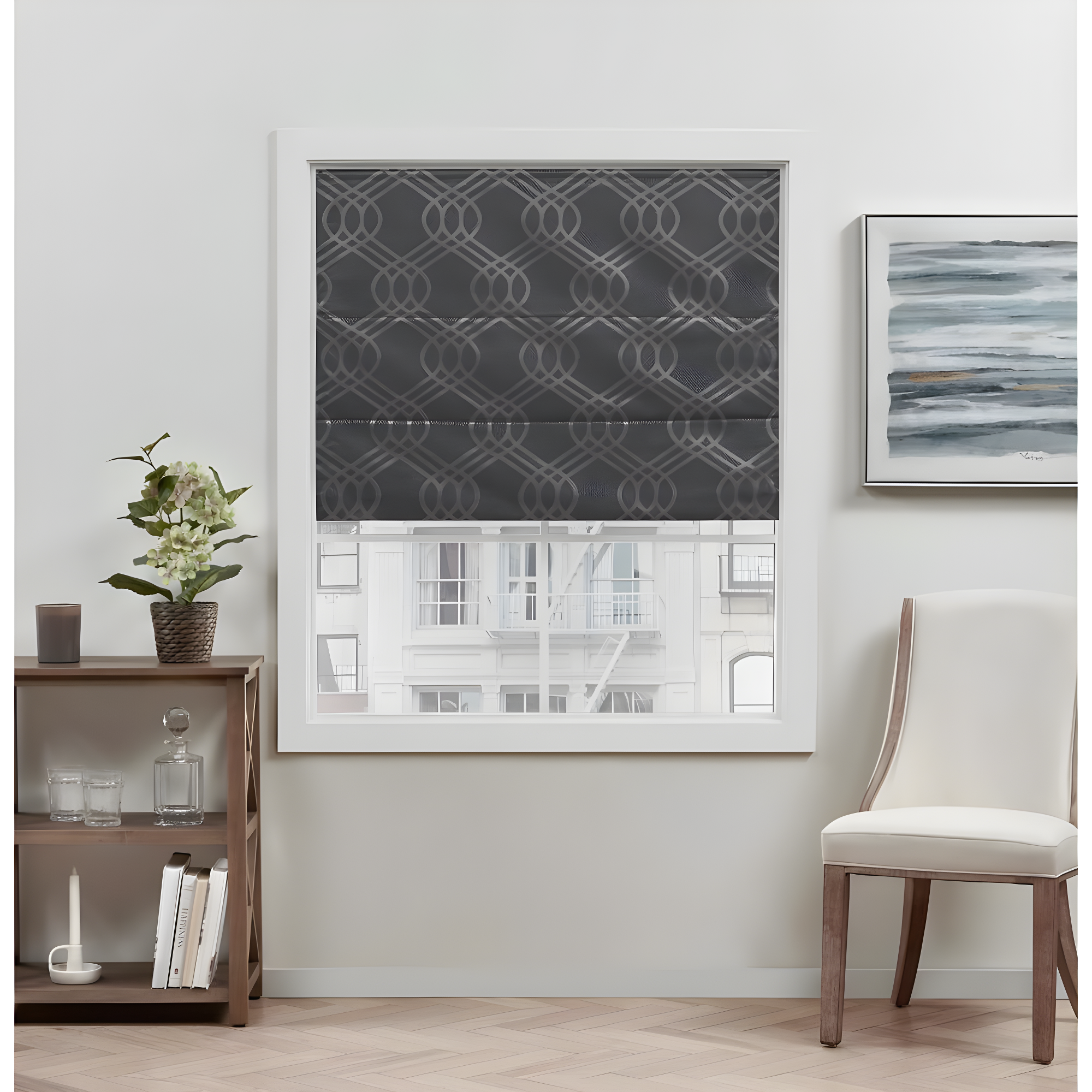 Amalgamated Textiles Exclusive Home Prague Trellis 100% Blackout Roman Shade
