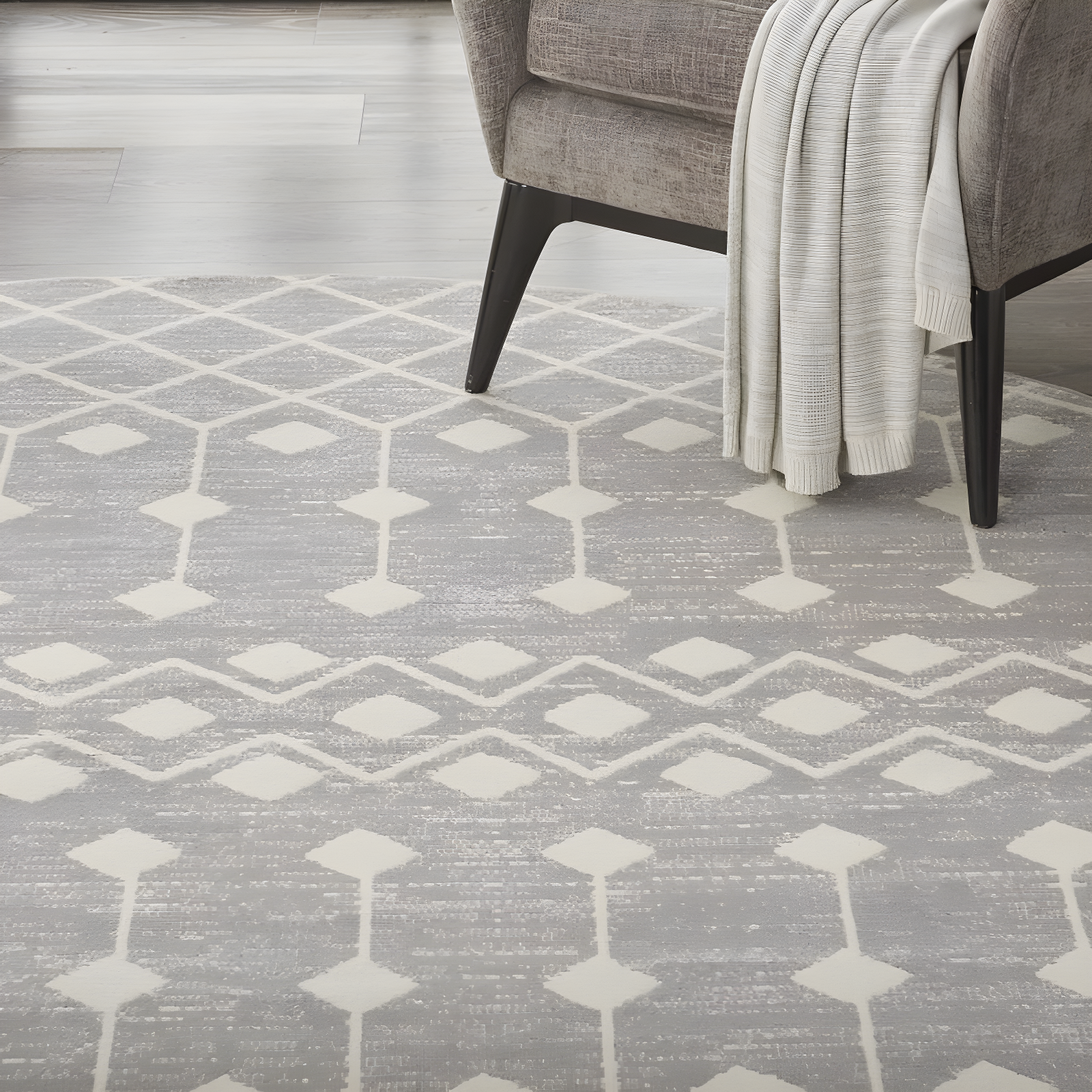 Nourison Grafix GRF37 Indoor Area Rug Grey 8' x ROUND