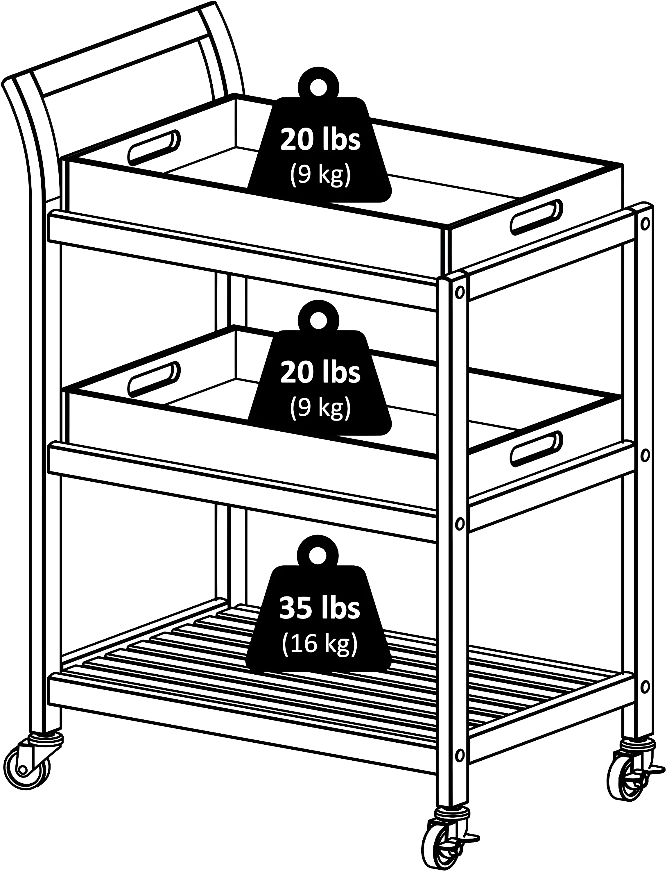 Skyline Decor Albert 33.27'' H x 24.8'' W Utility Cart with Wheels
