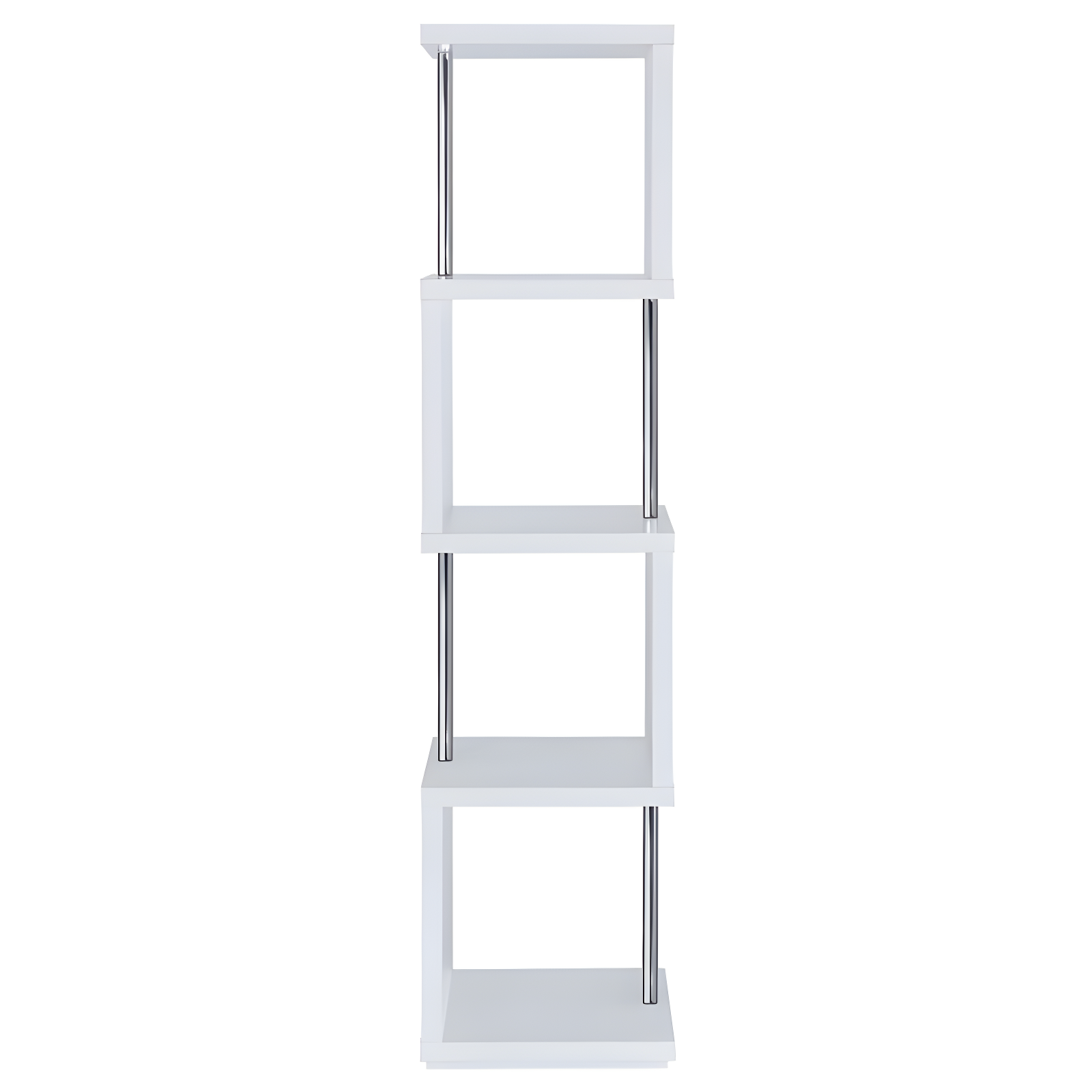66.5" Baxter 4 Shelf Zig Zag Bookcase with Chrome Details White - Coaster: Modern Laminated Storage Display