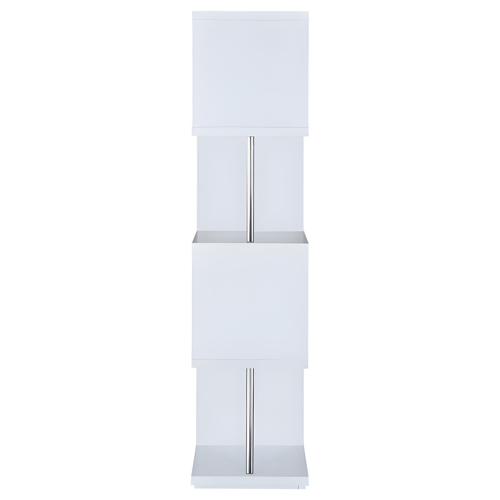 66.5" Baxter 4 Shelf Zig Zag Bookcase with Chrome Details White - Coaster: Modern Laminated Storage Display