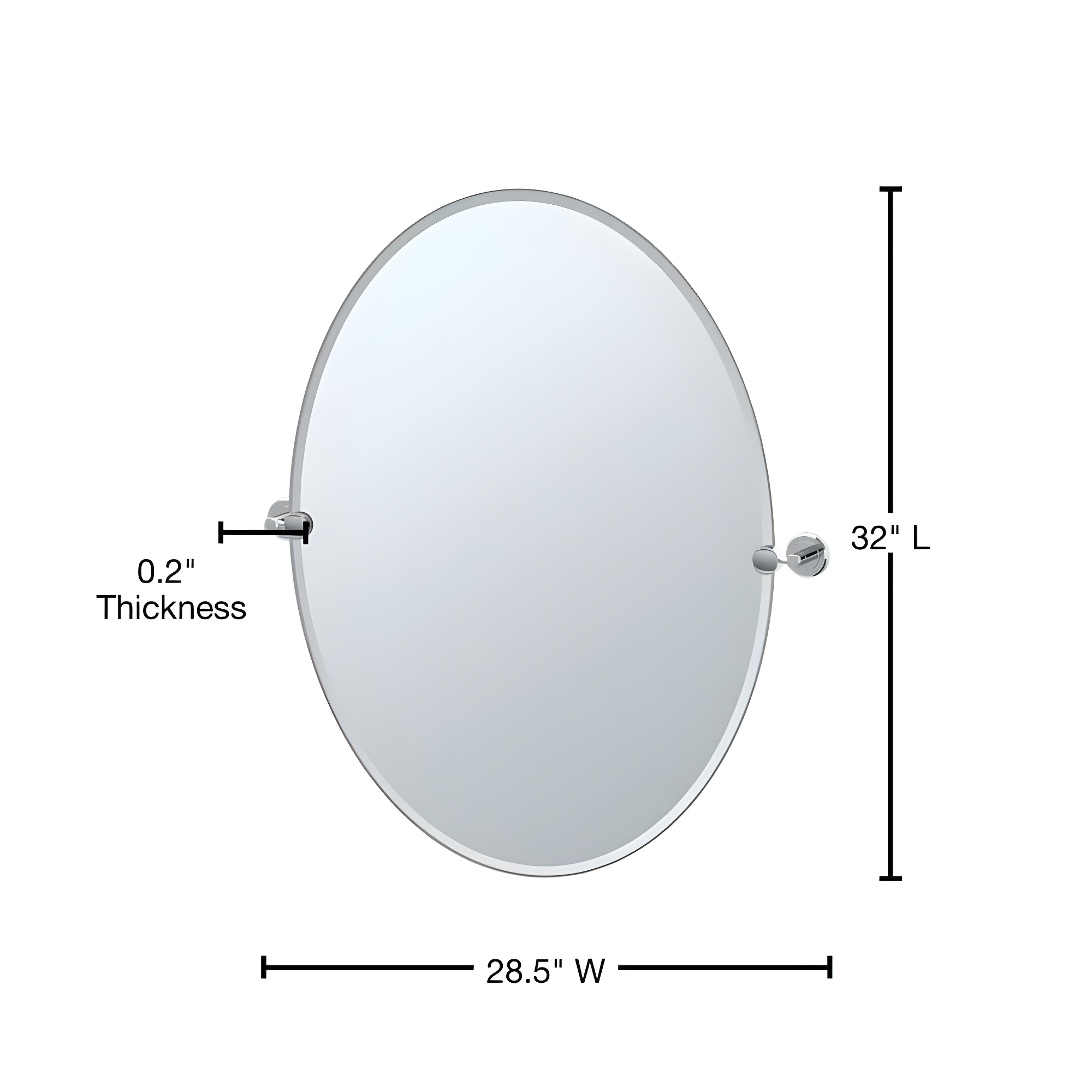 Latitude II Frameless Oval Wall Mirror | Bathroom Vanity Mirror