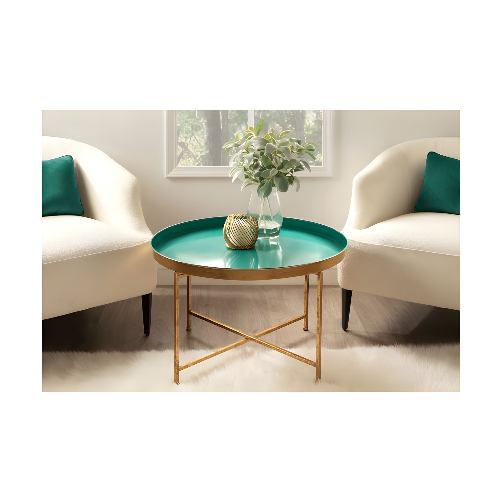 Kate and Laurel Celia Round Metal Coffee Table, 28.25x28.25x19, Navy Blue and Gold