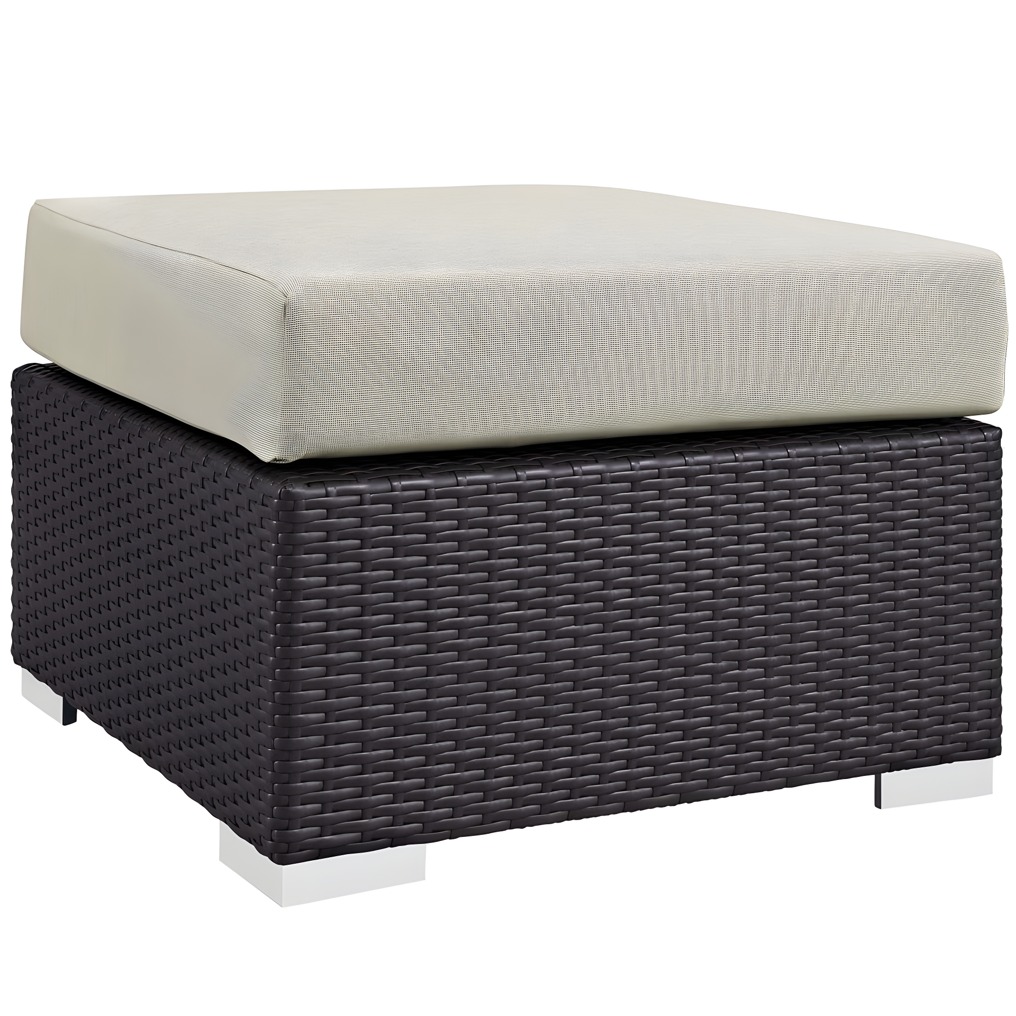 Ergode Convene Outdoor Patio Fabric Square Ottoman - Espresso Beige