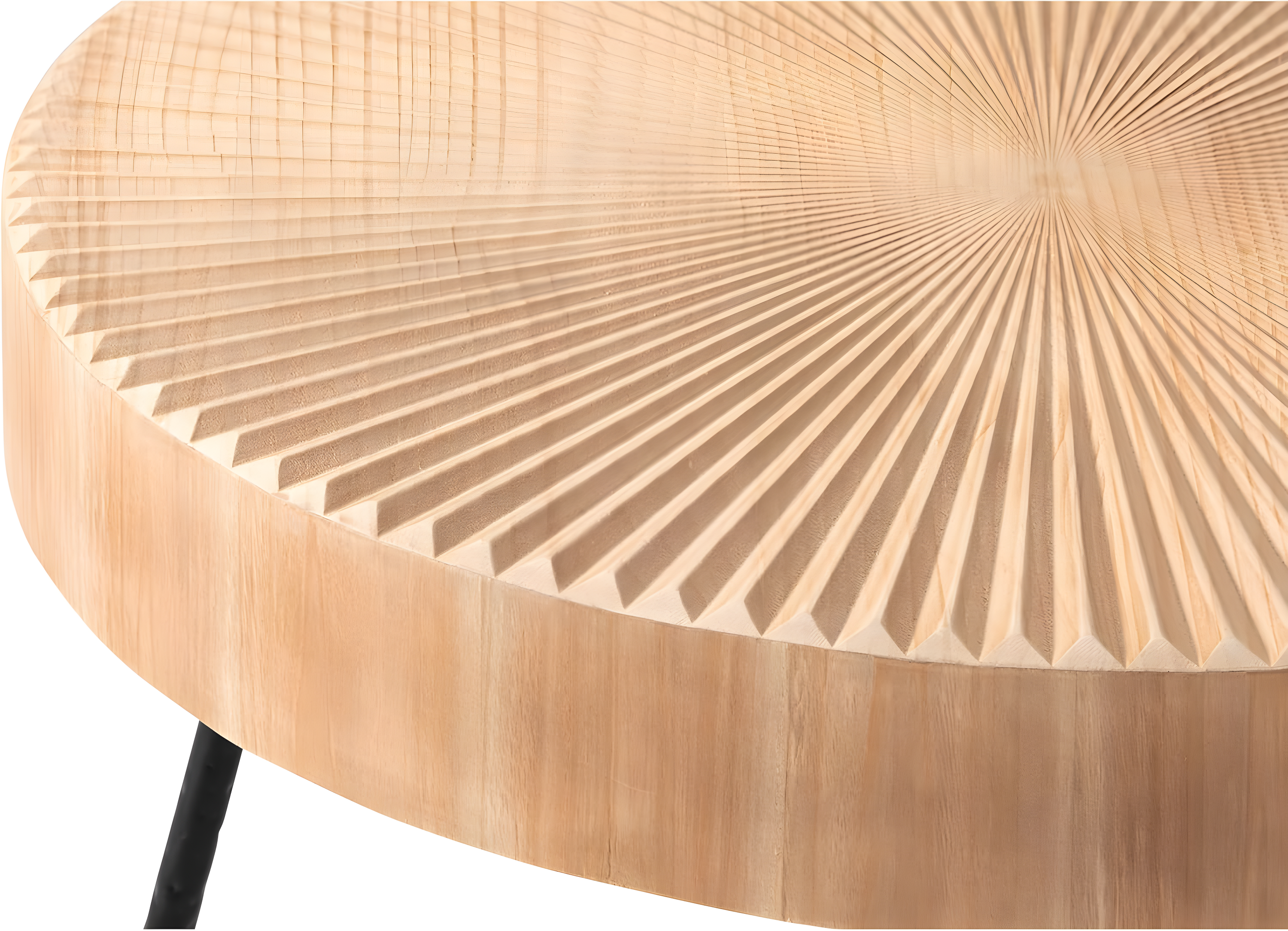 COZAYH 2-Piece Modern Farmhouse Living Room Coffee Table Set, Nesting Table Round Natural Finish with Handcrafted Wood, Radial Pattern