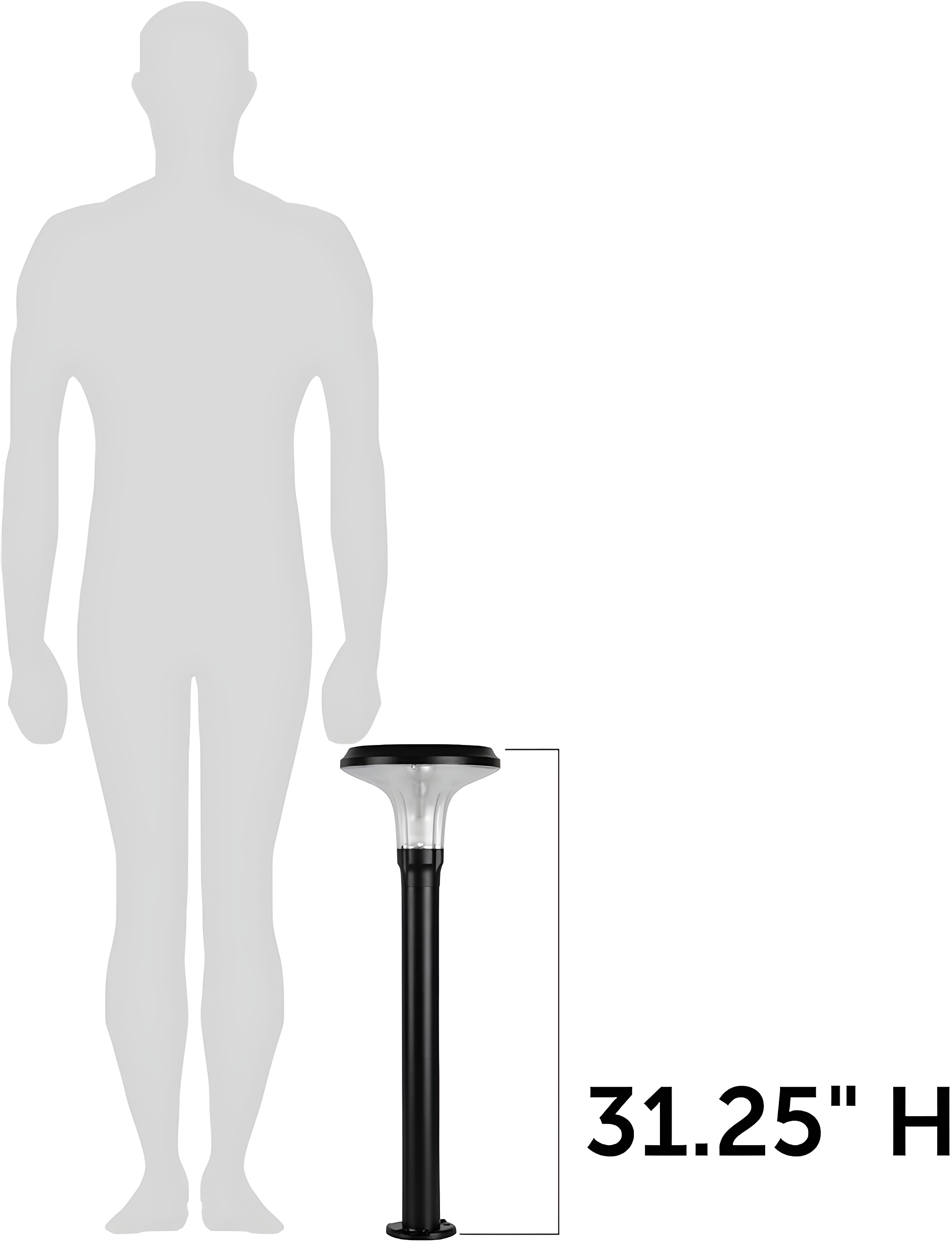 Vantage Solar Commercial Graded Black Warm White LED Pathway Bollard Light