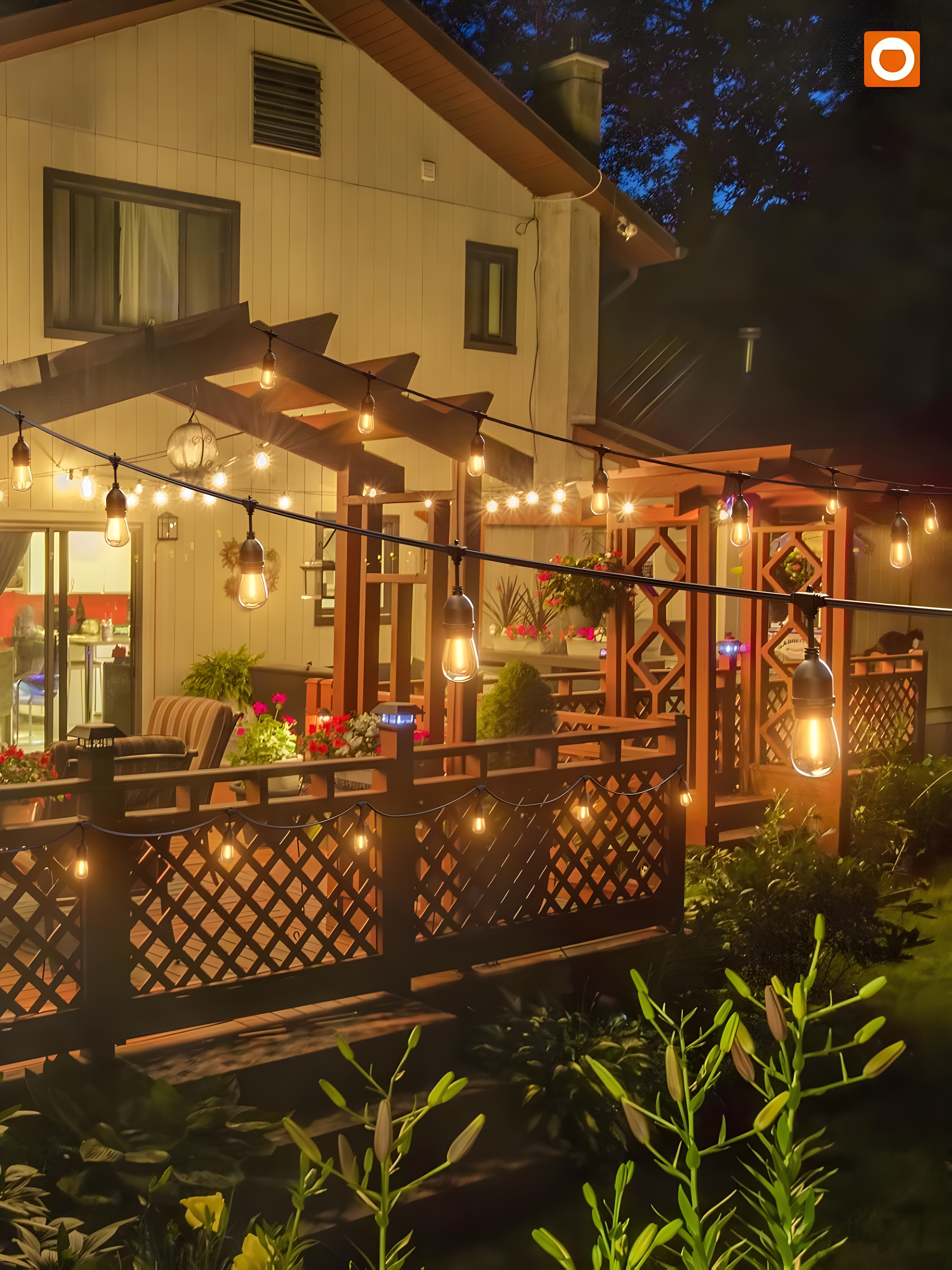 addlon 48 FT Outdoor String Lights Commercial Grade Weatherproof Strand, 18 Edison Vintage Bulbs, 15 Hanging Sockets (3 Spare Bulbs), ETL Listed Heavy-Duty Decorative Christmas Lights for Patio Garden