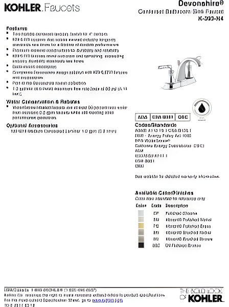 Kohler Devonshire Centerset Bathroom Sink Faucet, 1.2 gpm