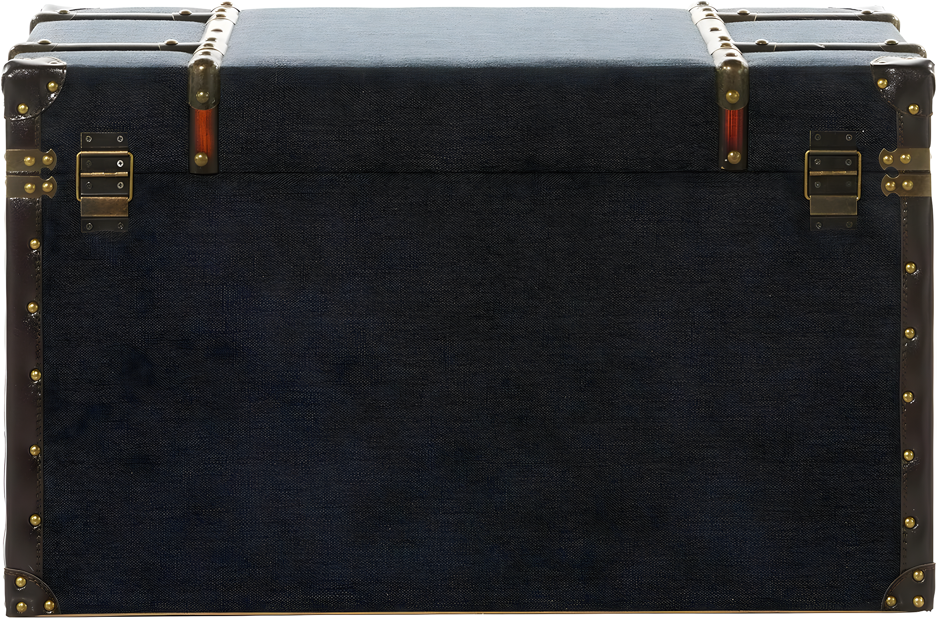 DecMode 24" x 13" Blue Linen Fabric Nesting Upholstered Trunk with Buckle Hinged Top, 3-Pieces