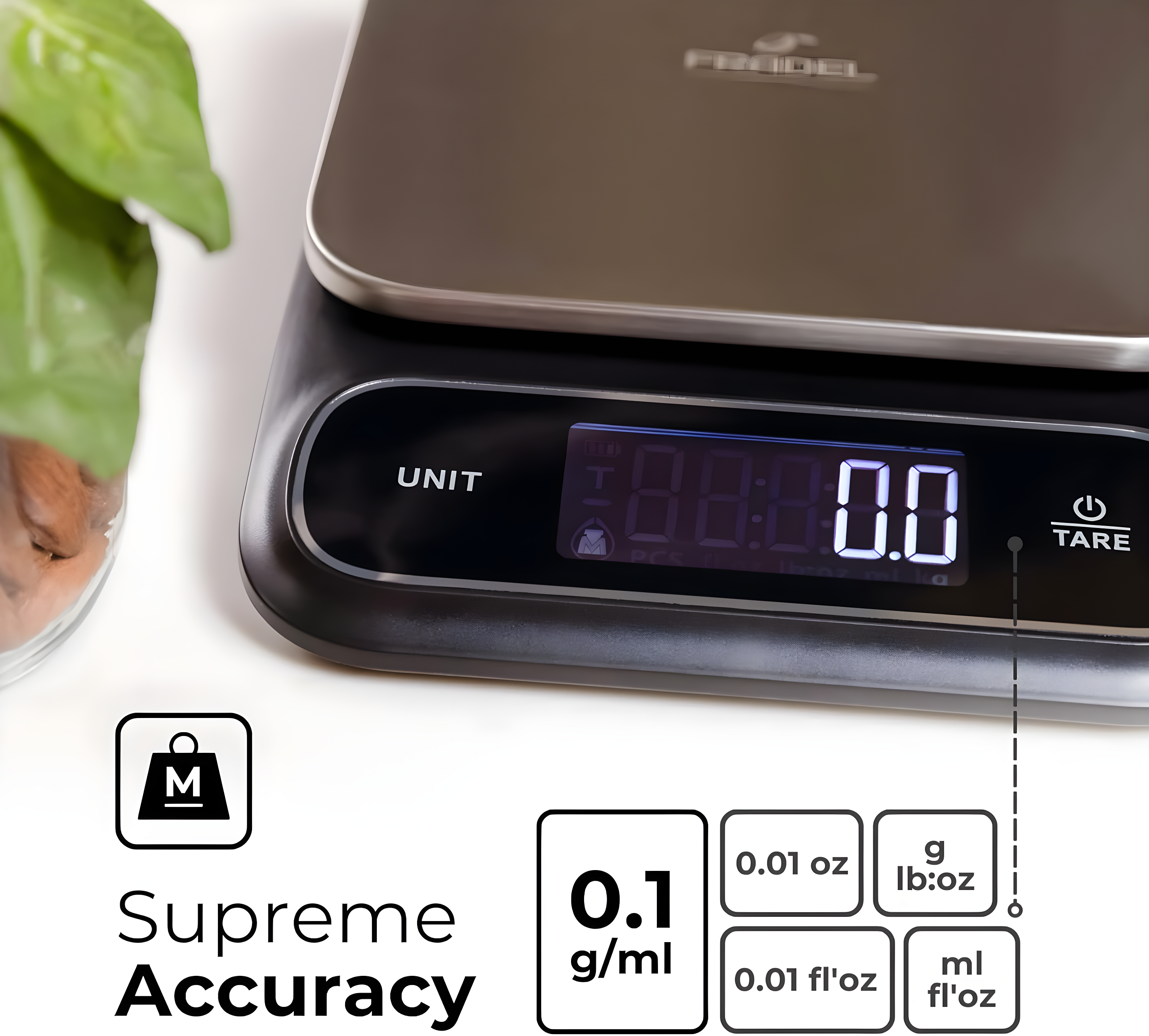 Fradel 0.1g Digital Kitchen Food Scale in Grams & Ounces - 11lb, for Cooking, Baking, Weight Loss - Square