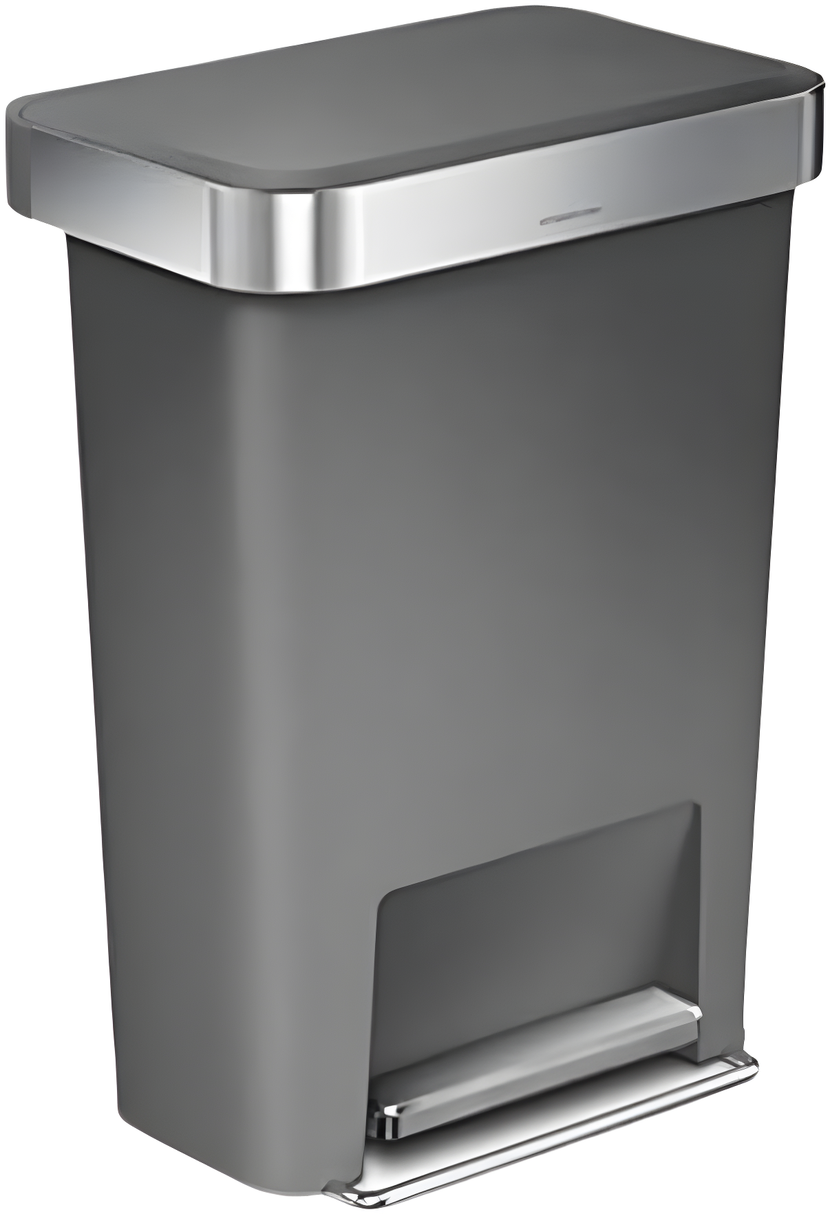 Simplehuman 45 Liter Rectangular Kitchen Trash Can with Liner Pocket, Grey Plastic
