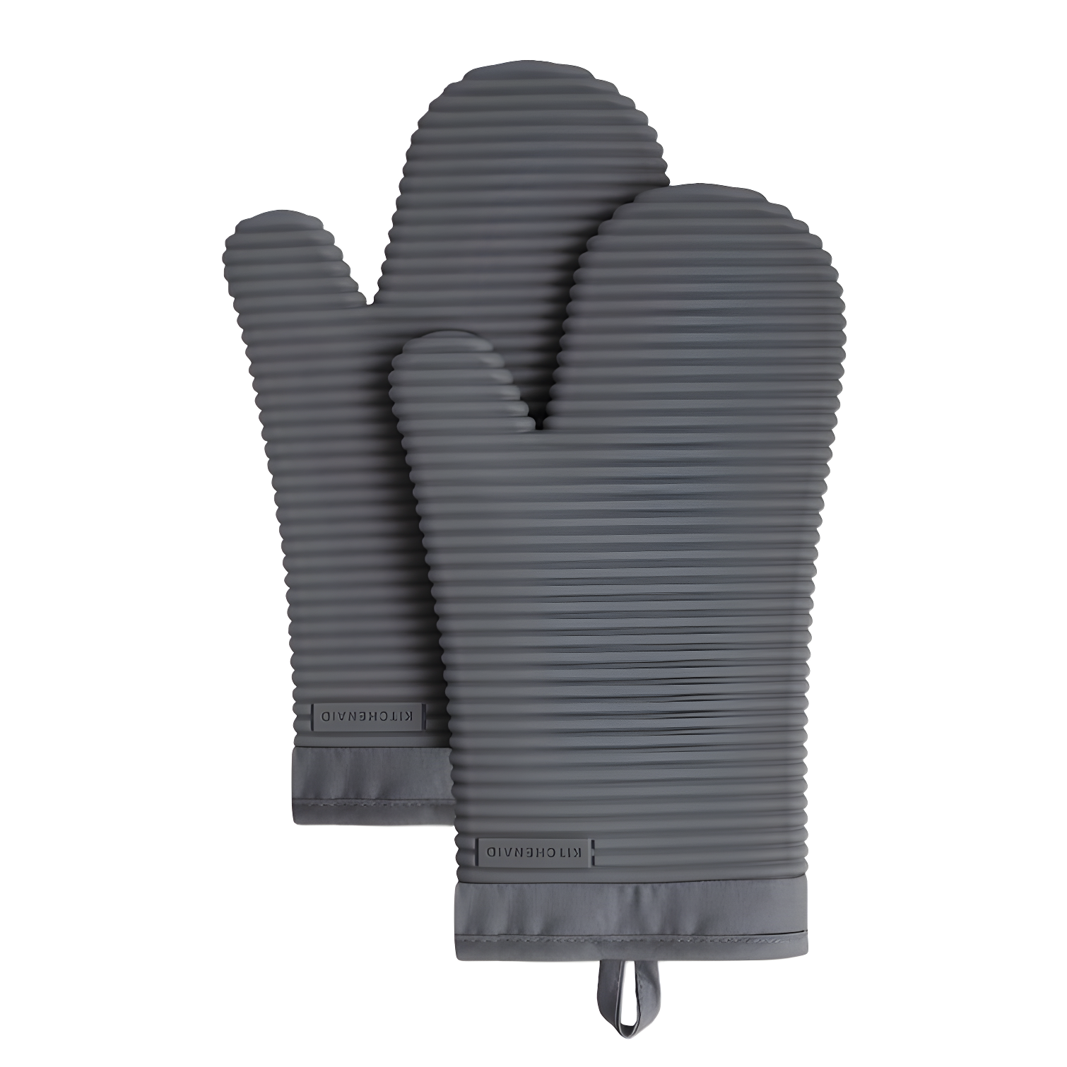 KitchenAid Charcoal Ribbed Soft Silicone Oven Mitts, Set of 2