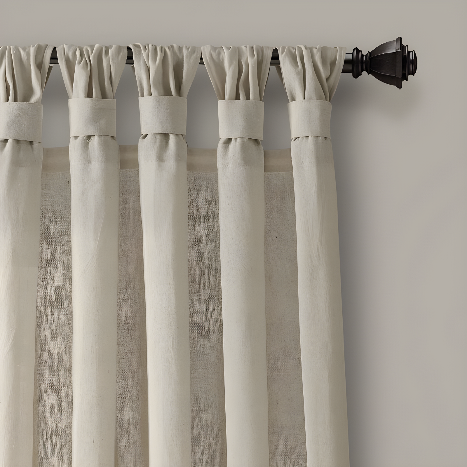 Burlap Knotted Tab Top Semi Sheer Curtain Pair (Set of 2)