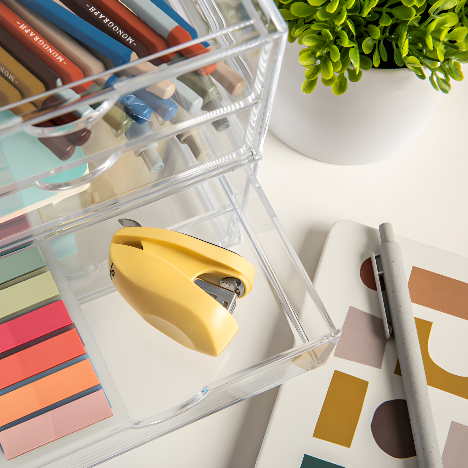 Martha Stewart Thomas Martha Stewart Plastic Desktop Storage with Half Moon Opening Pullout Drawers (Set of 2)