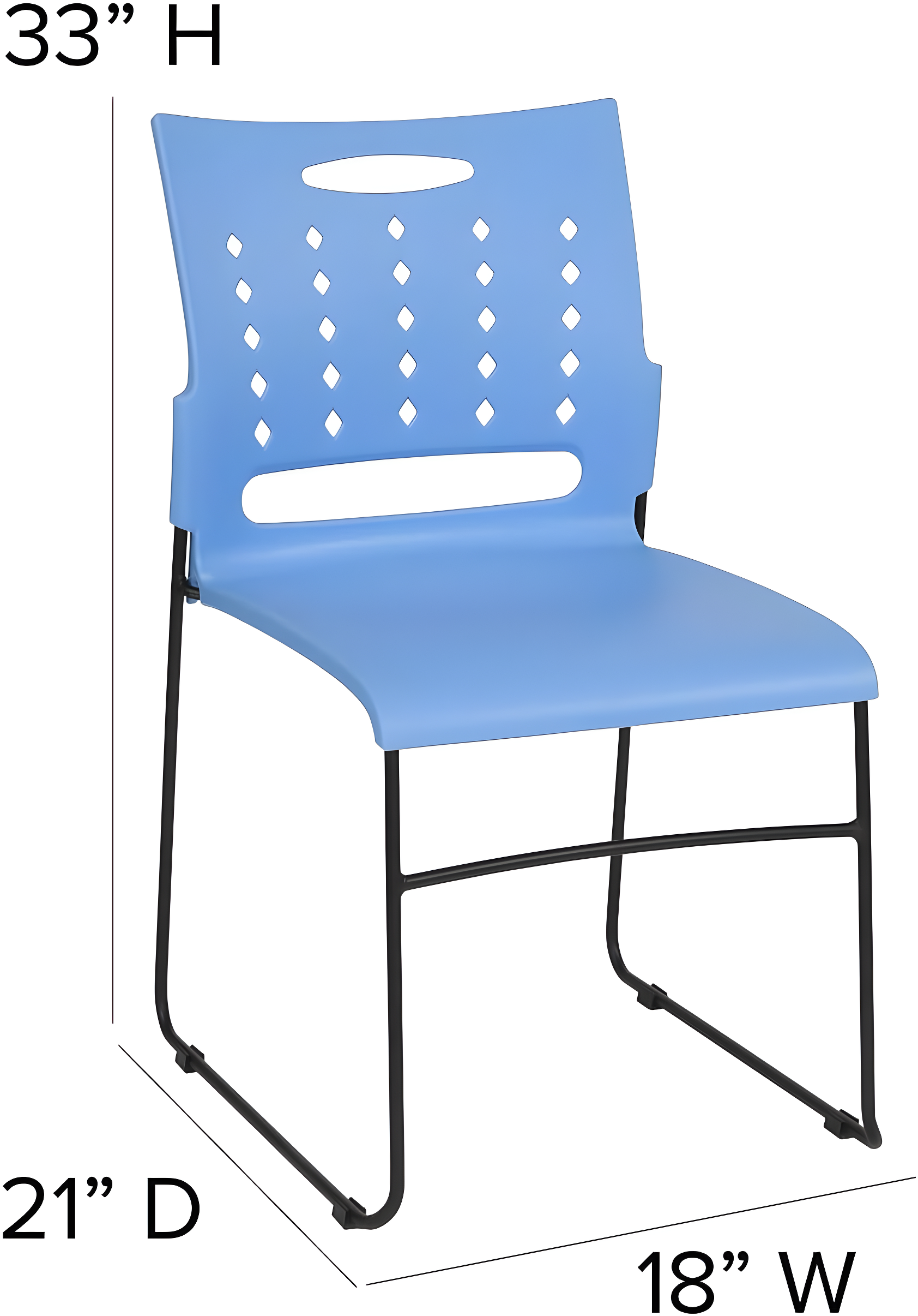 Flash Furniture 881 lb. Capacity Sled Base Stack Chair with Carry Handle and Air-Vent Back