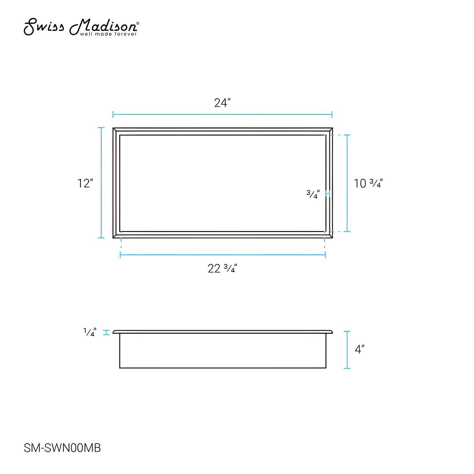 Voltaire 12" x 24" Stainless Steel Single Shelf Wall Niche