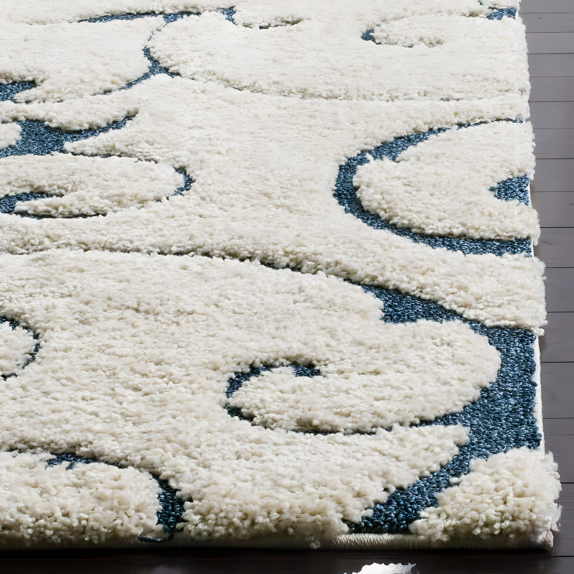 Florida Shag SG455 Power Loomed Indoor Area Rug - Cream/Blue - 5'3"x7'6" - Safavieh.