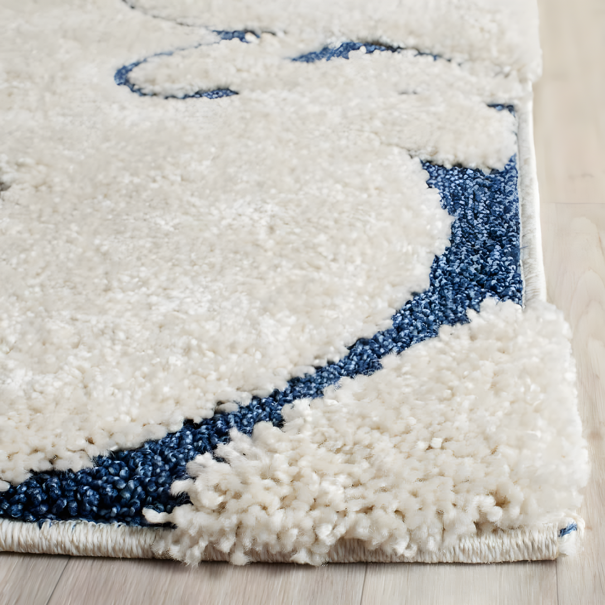 Florida Shag SG455 Power Loomed Indoor Area Rug - Cream/Blue - 5'3"x7'6" - Safavieh.