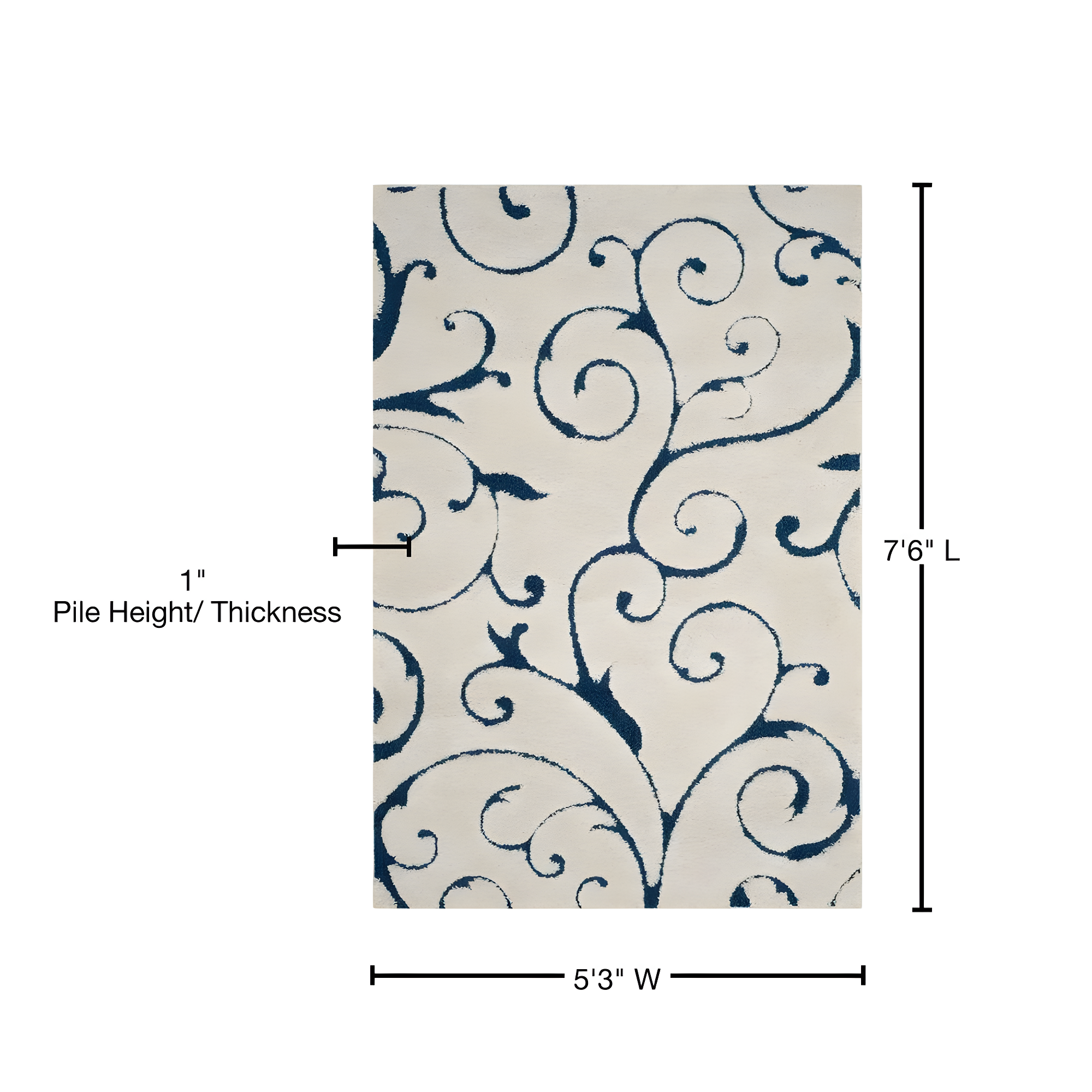 Florida Shag SG455 Power Loomed Indoor Area Rug - Cream/Blue - 5'3"x7'6" - Safavieh.