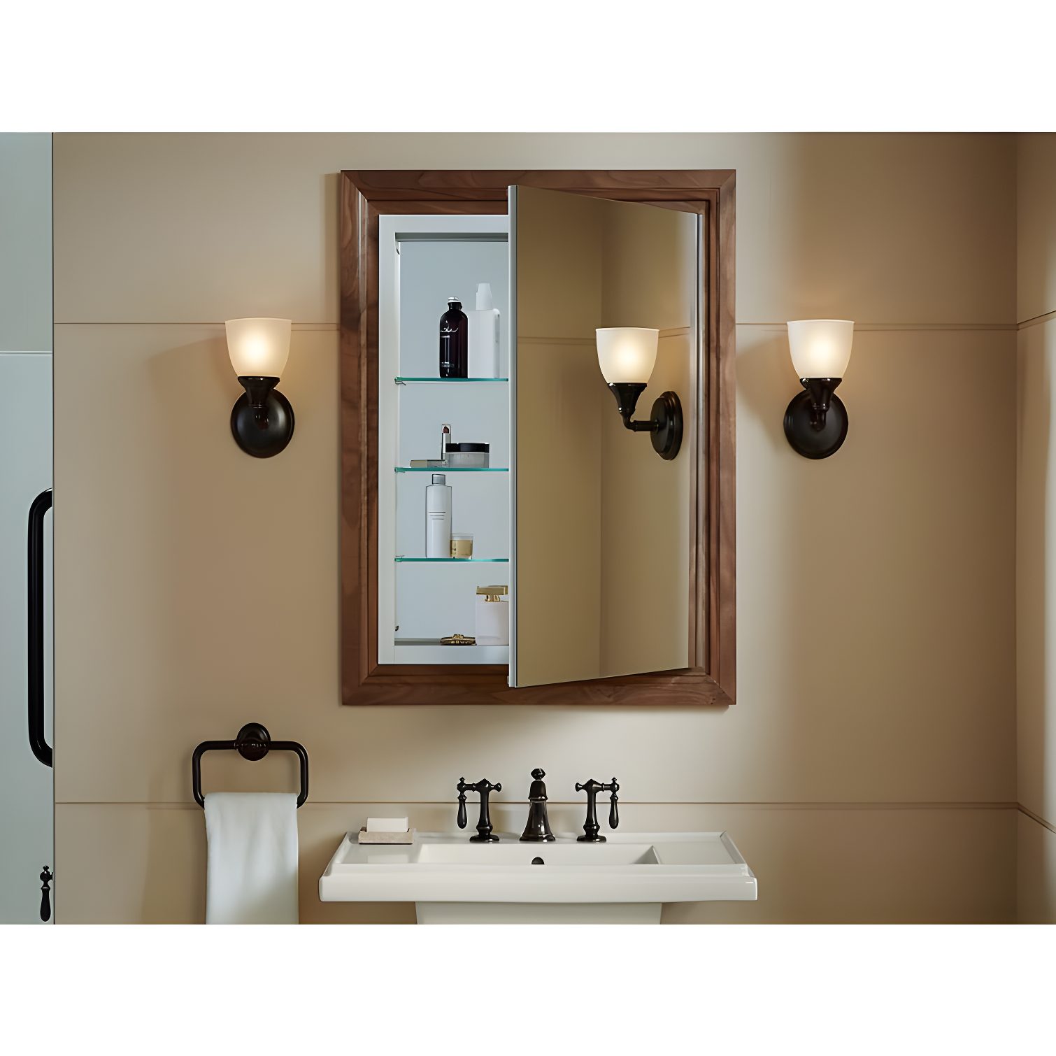 Verdera® Recessed or Surface Mount Frameless Medicine Cabinet with 3 Adjustable Shelves