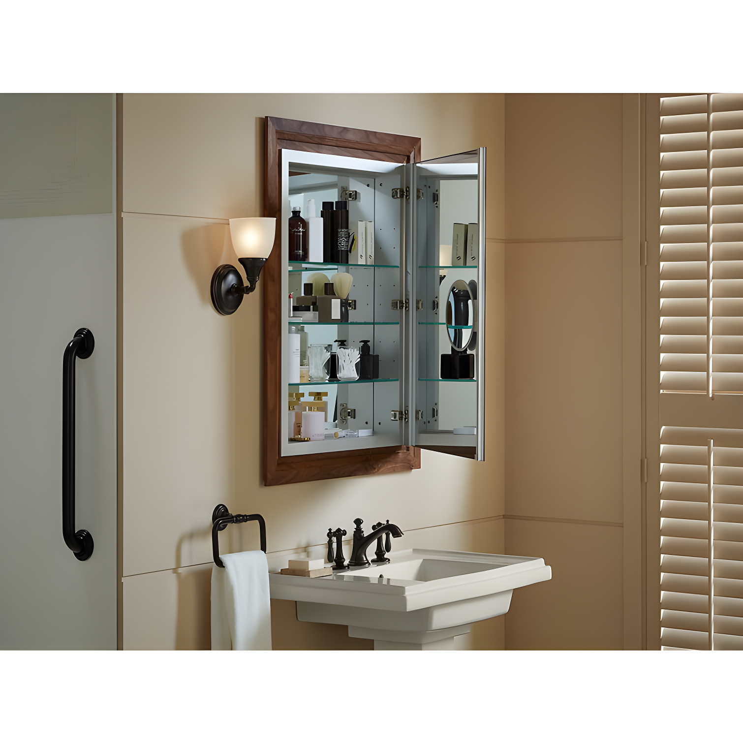 Verdera® Recessed or Surface Mount Frameless Medicine Cabinet with 3 Adjustable Shelves