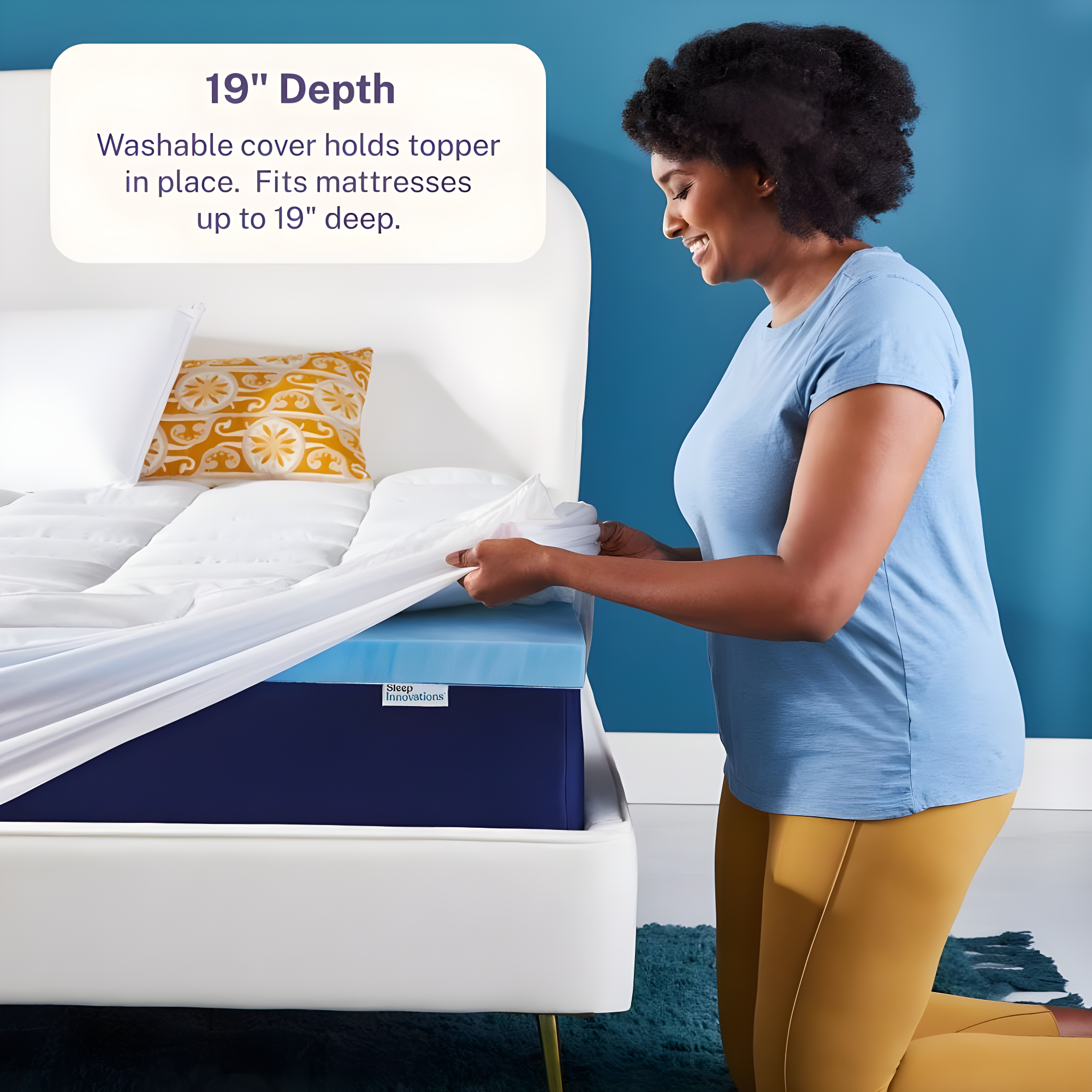 Sleep Innovations Memory Foam Mattress Topper, Twin, Gel Dual Layer Support, 4 inch