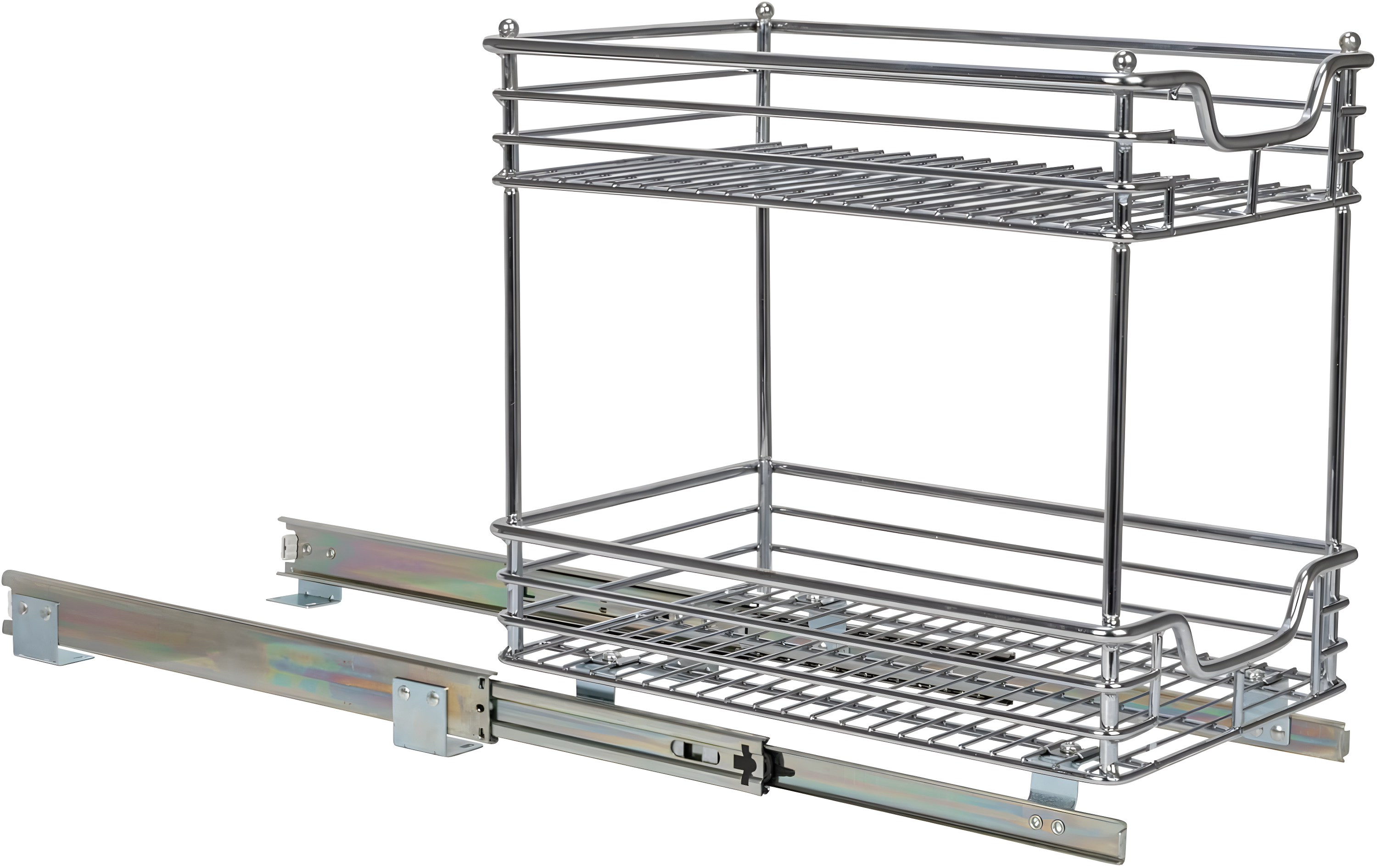 Glidez Multipurpose Chrome-Plated Steel Pull-Out/Slide-Out Storage Organizer for Under Cabinet Use - 2-Tier Design - Chrome