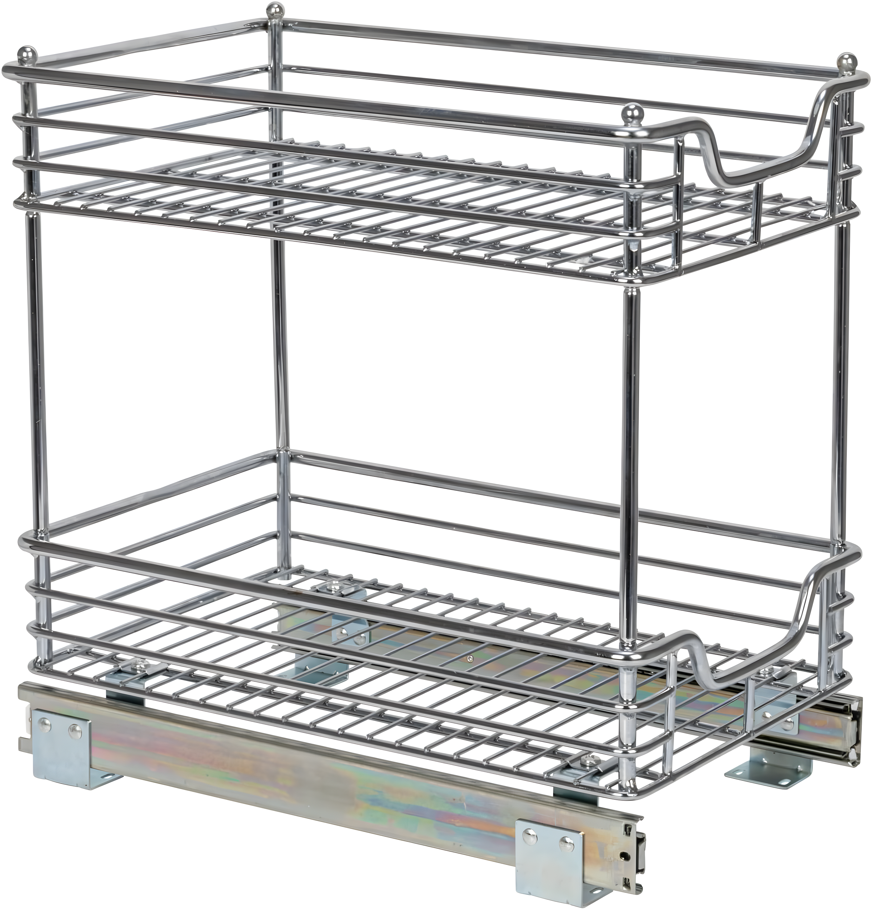 Glidez Multipurpose Chrome-Plated Steel Pull-Out/Slide-Out Storage Organizer for Under Cabinet Use - 2-Tier Design - Chrome
