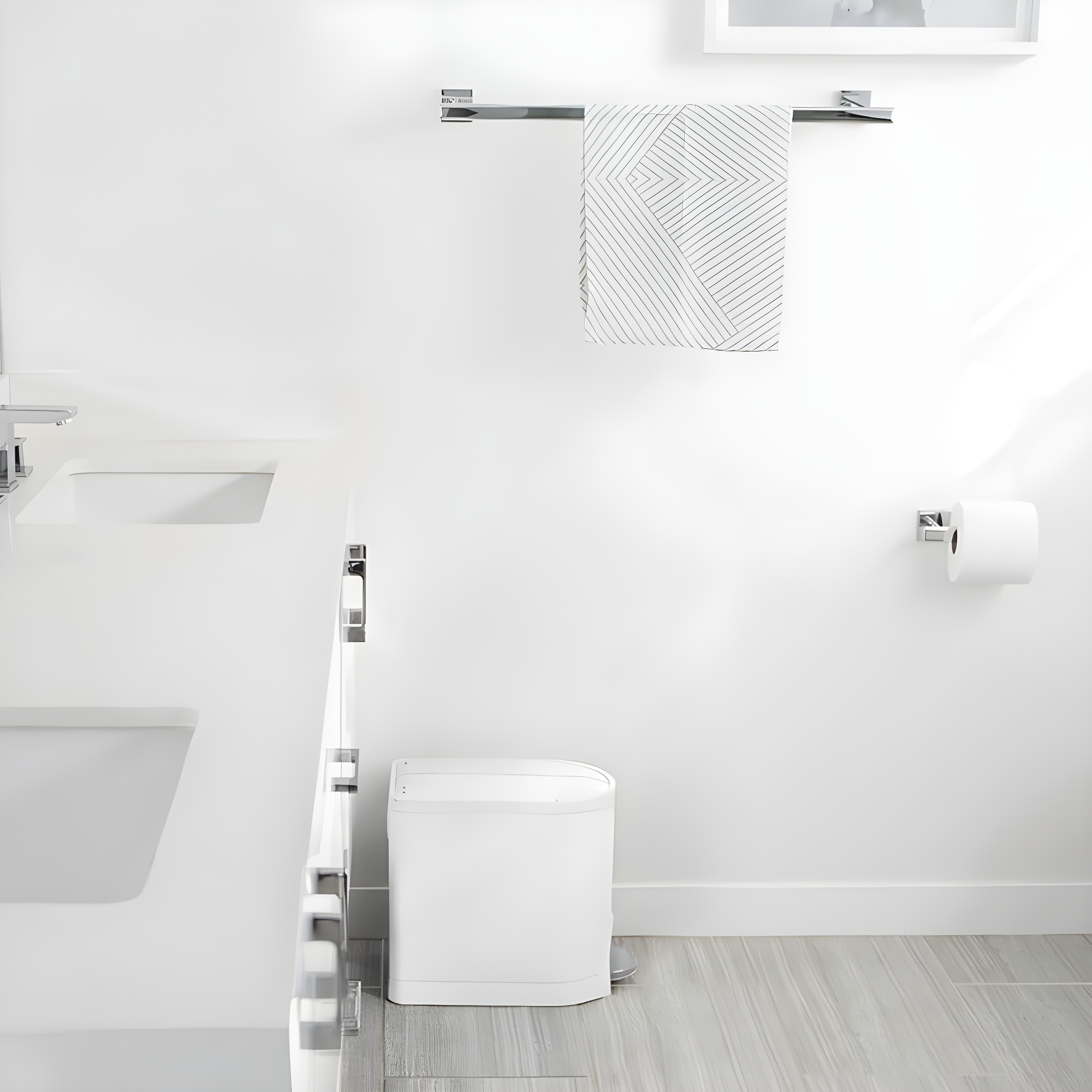simplehuman 10L Butterfly Lid Bathroom Step Trash Can White Steel: Stainless Steel, Indoor, Spot Clean, 2 Gallon Capacity