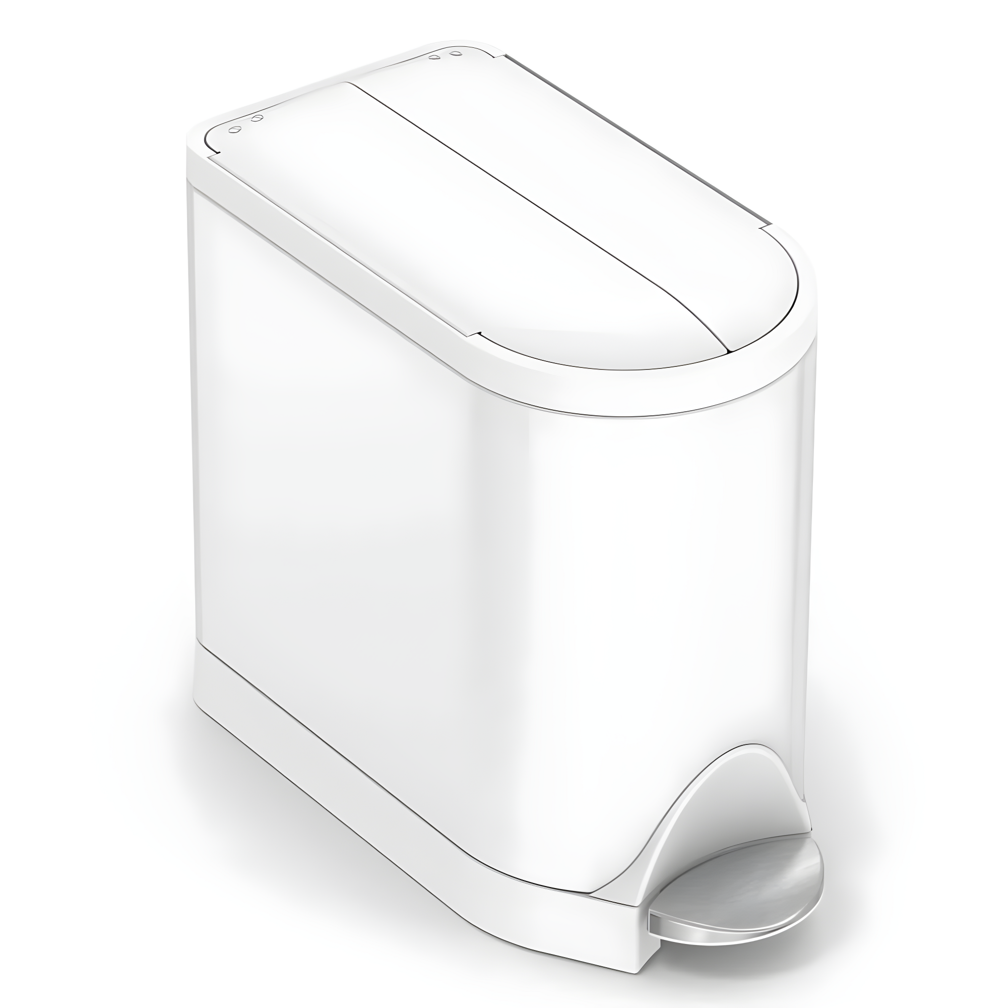 simplehuman 10L Butterfly Lid Bathroom Step Trash Can White Steel: Stainless Steel, Indoor, Spot Clean, 2 Gallon Capacity