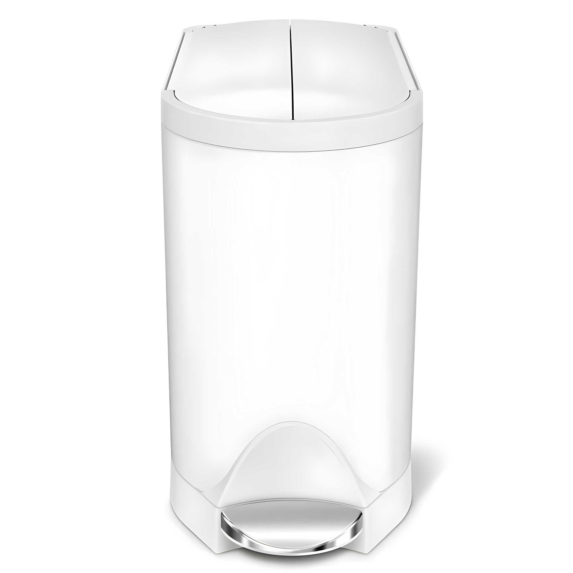 simplehuman 10L Butterfly Lid Bathroom Step Trash Can White Steel: Stainless Steel, Indoor, Spot Clean, 2 Gallon Capacity