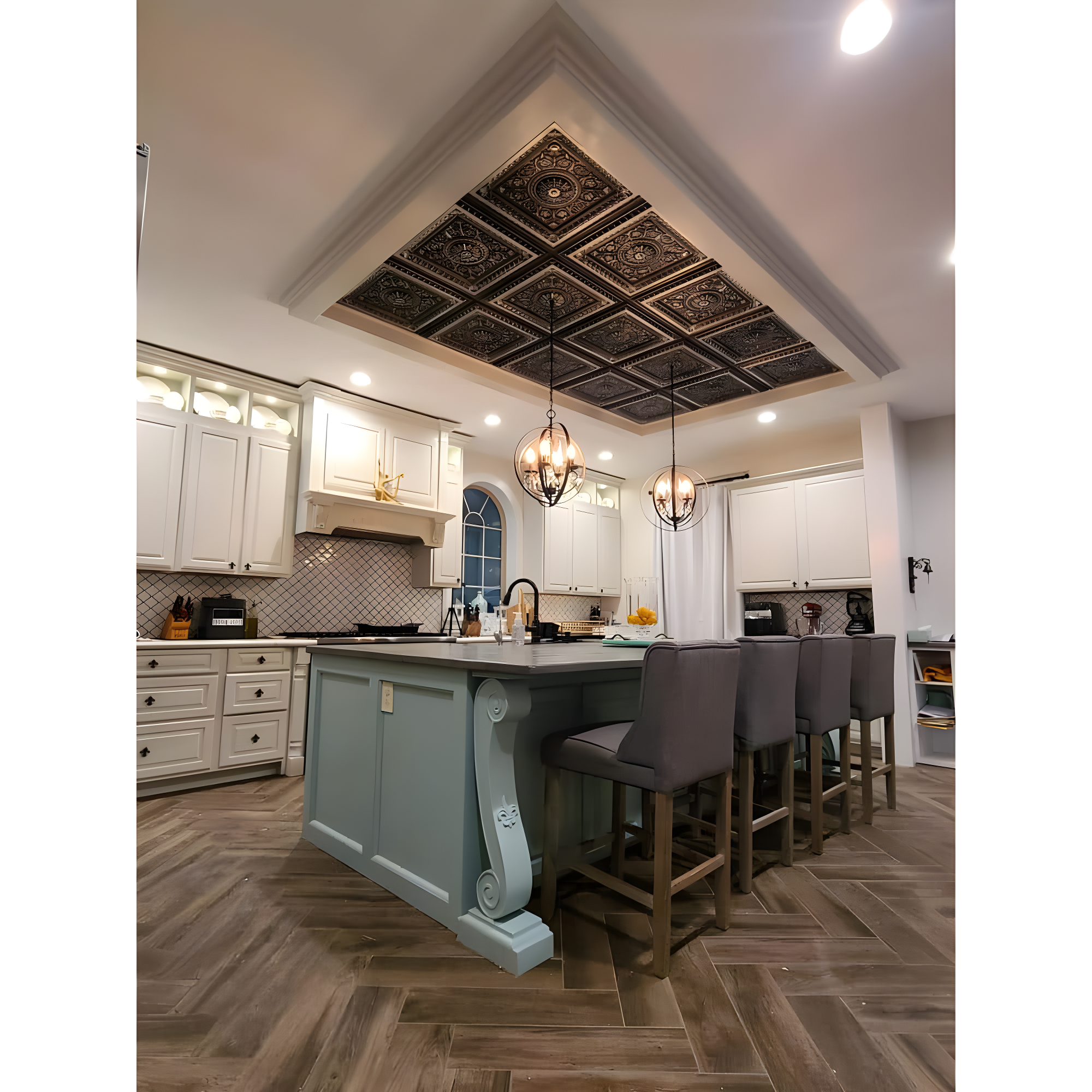 Marseille 24'' W Textured PVC Drop-In Ceiling Tile In Antique Gold