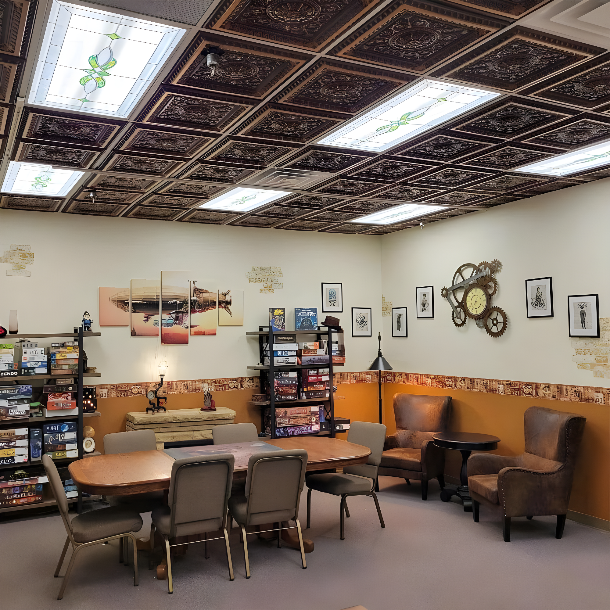 Marseille 24'' W Textured PVC Drop-In Ceiling Tile In Antique Gold
