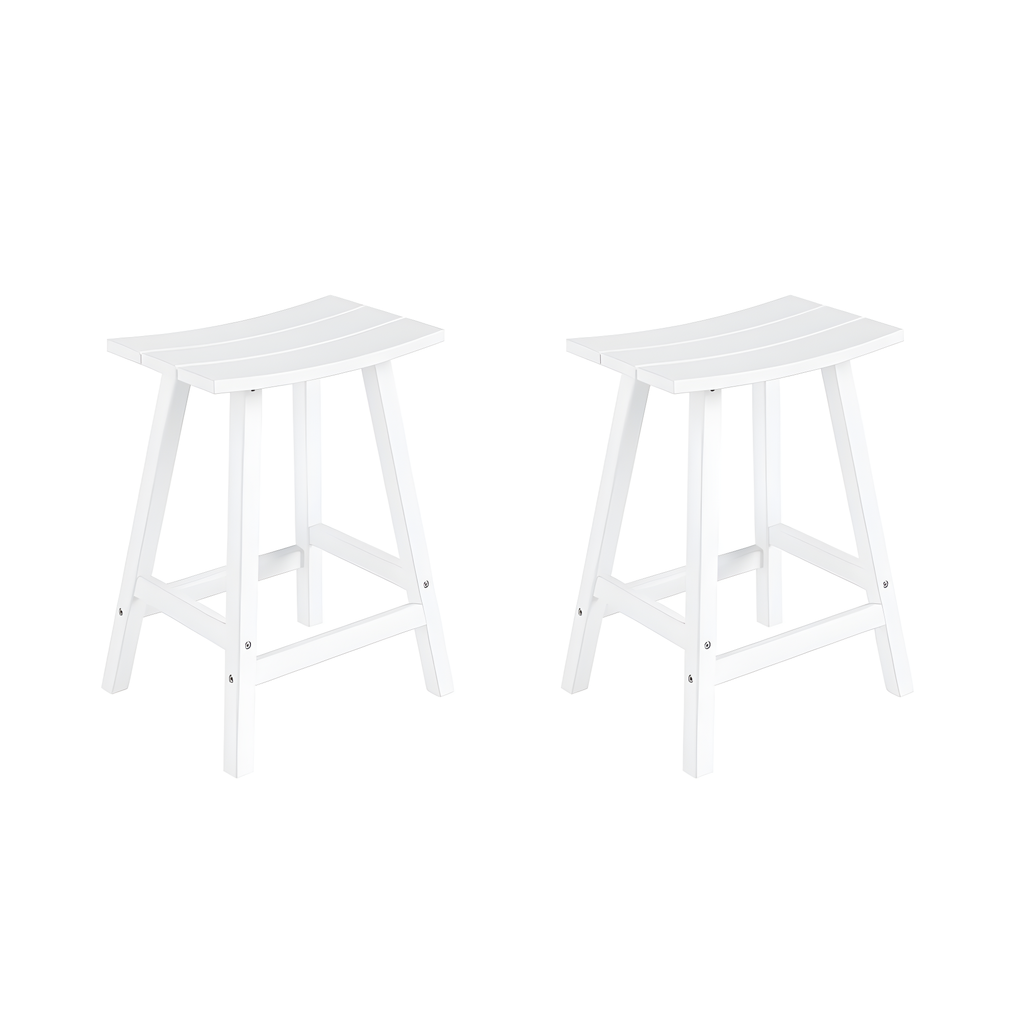 Polytrends Laguna Hdpe All Weather Outdoor Patio 24" Saddle Seat Counter Stool (Set Of 2) White
