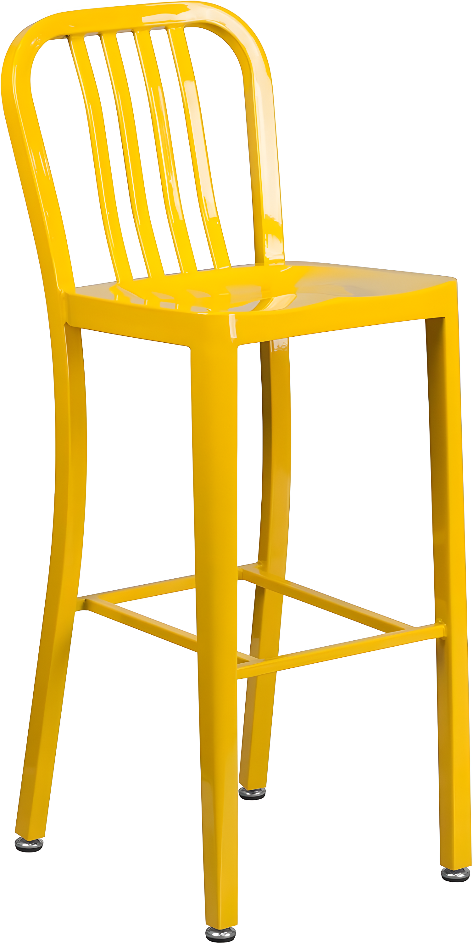 Flash Furniture Commercial Grade 30" High Yellow Metal Indoor-Outdoor Barstool with Vertical Slat Back