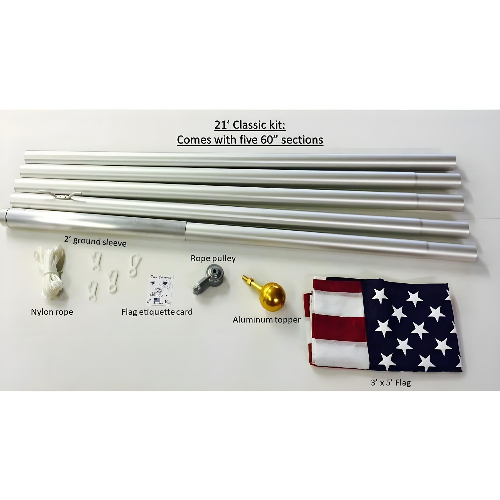 EZ-Pole EZC21 21 ft. Classic Sectional Flagpole Kit with Rope