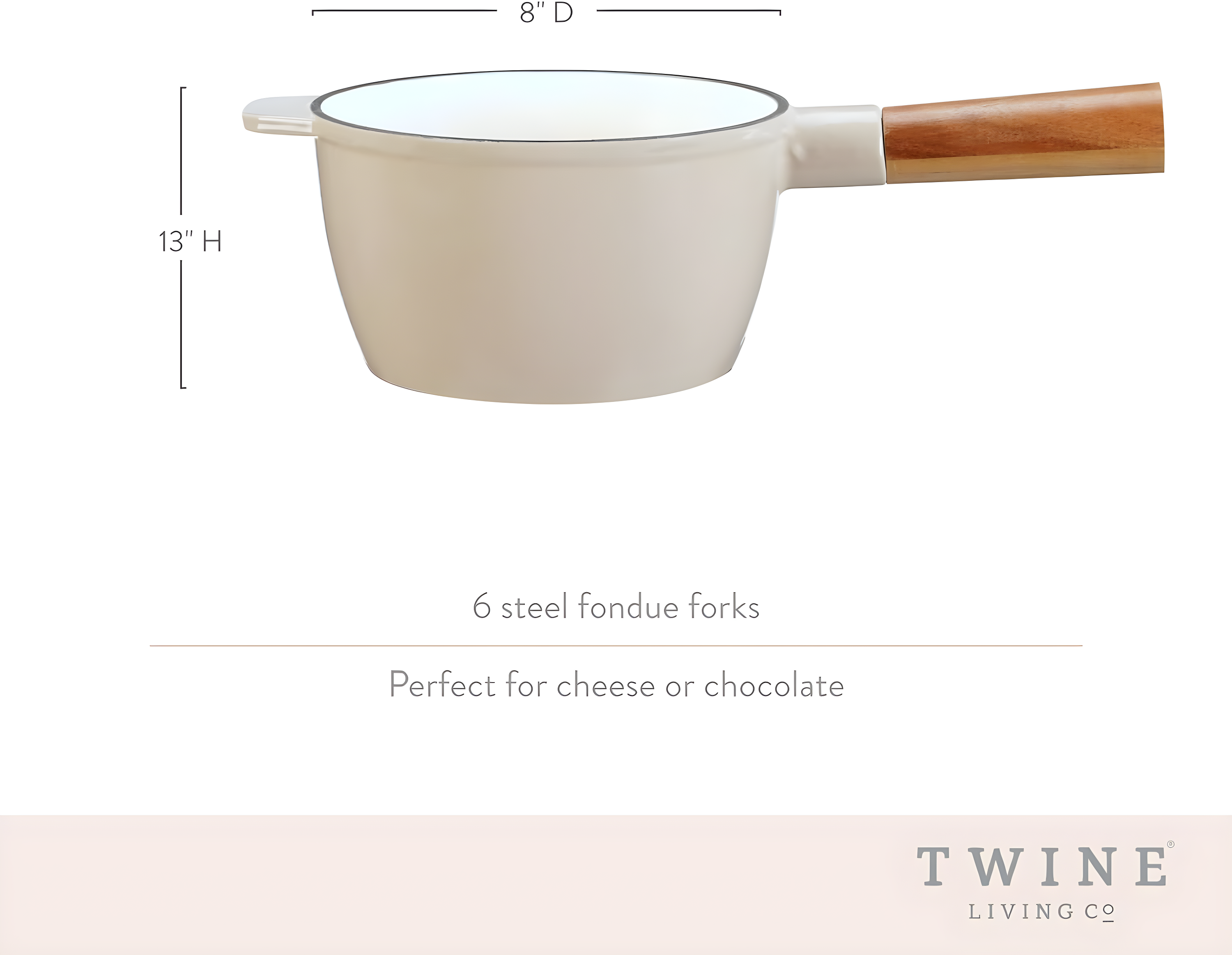 Wood and Cast Iron Fondue Set in Beige