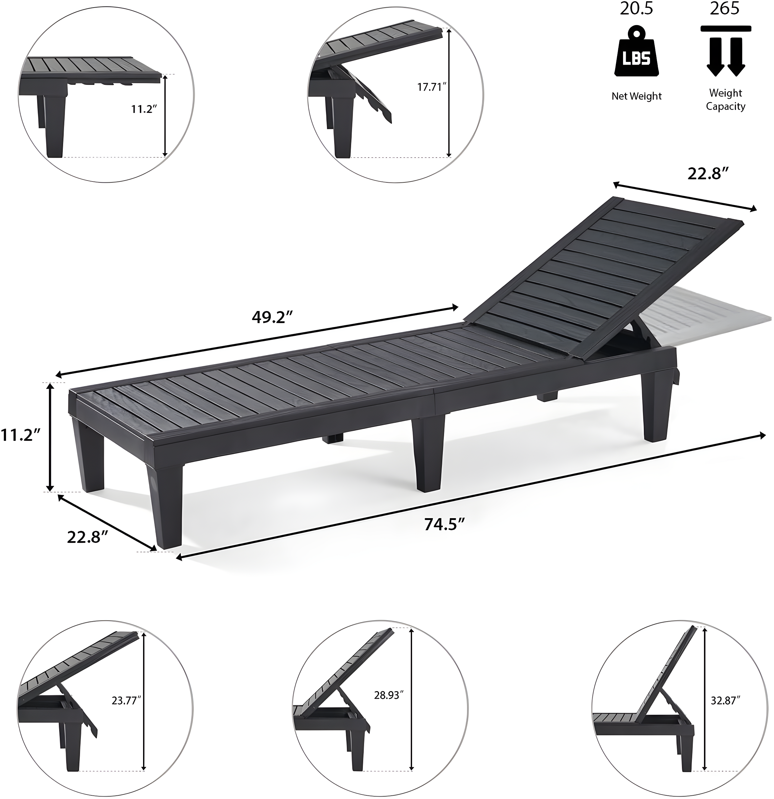 Nestl Nestl Waterproof, Lightweight, and Adjustable Outdoor Polyresin Chaise Lounge Chair Set (Set of 2)