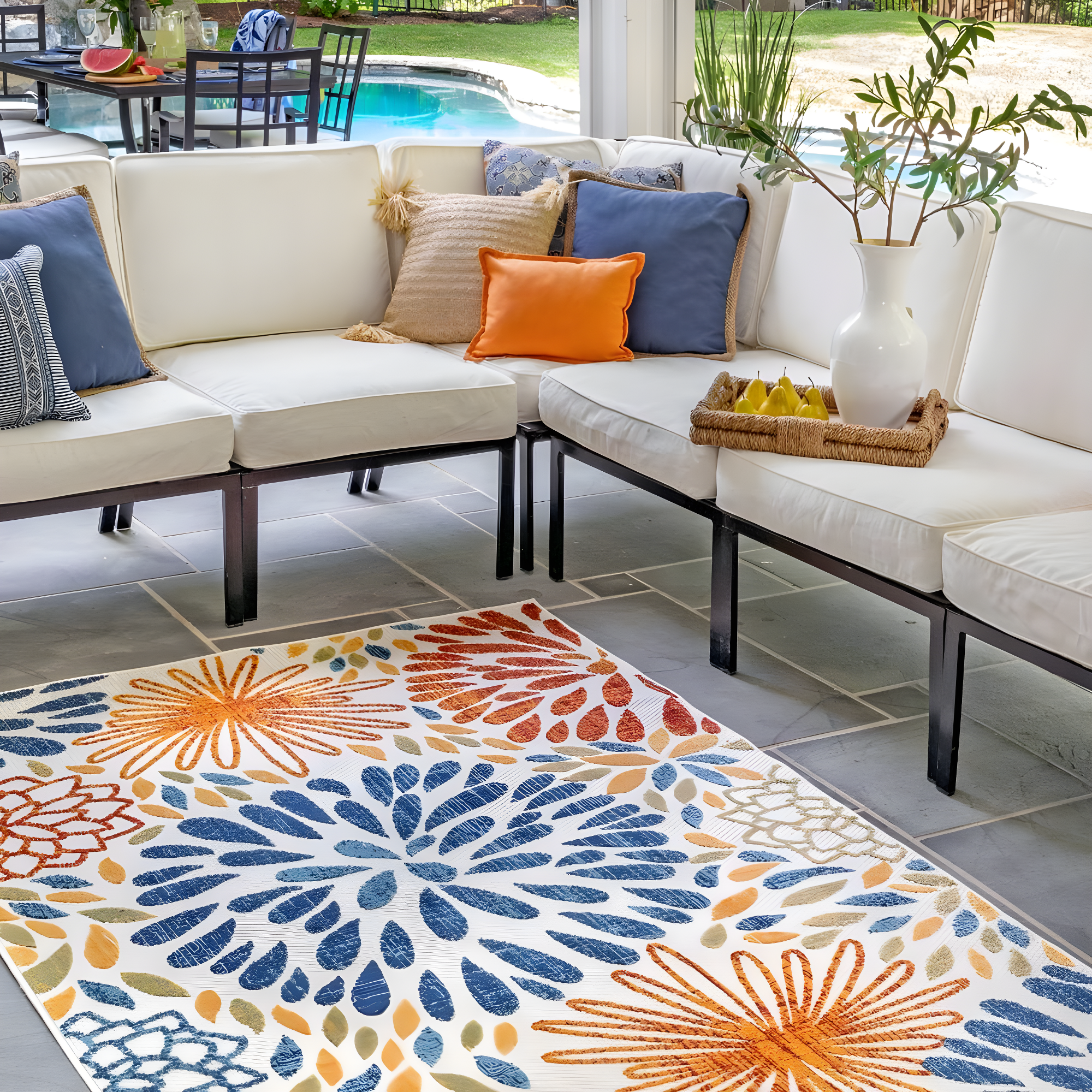 Nuloom Monique Floral & Paisley 2x3 Indoor/Outdoor Accent Rug for Living Room Patio Deck Front Porch Entryway Kitchen, Blue/Multicolor