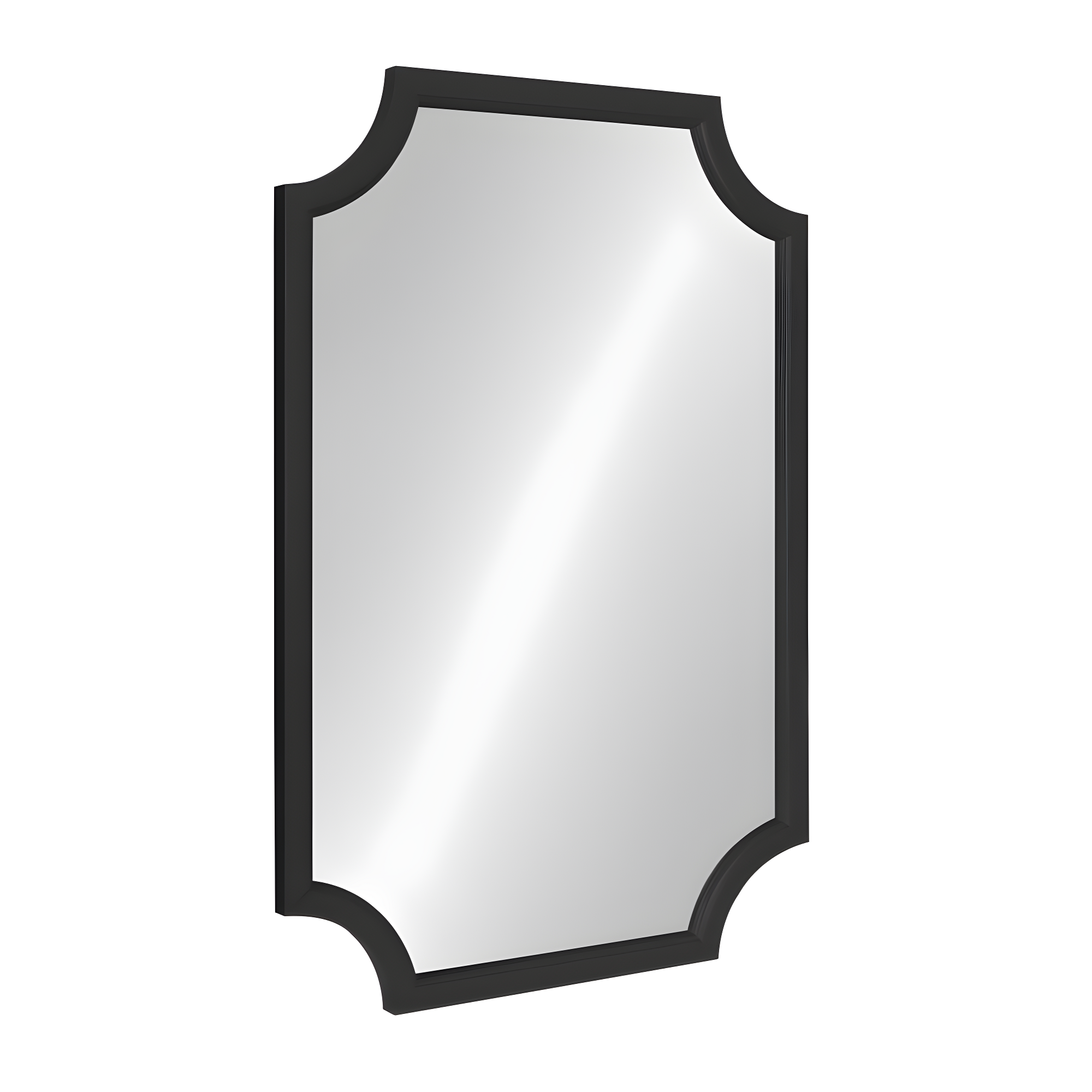 Kate and Laurel 24" x 36" Hogan Framed Scallop Wall Mirror Black : Modern Style, MDF Frame, No Assembly Required