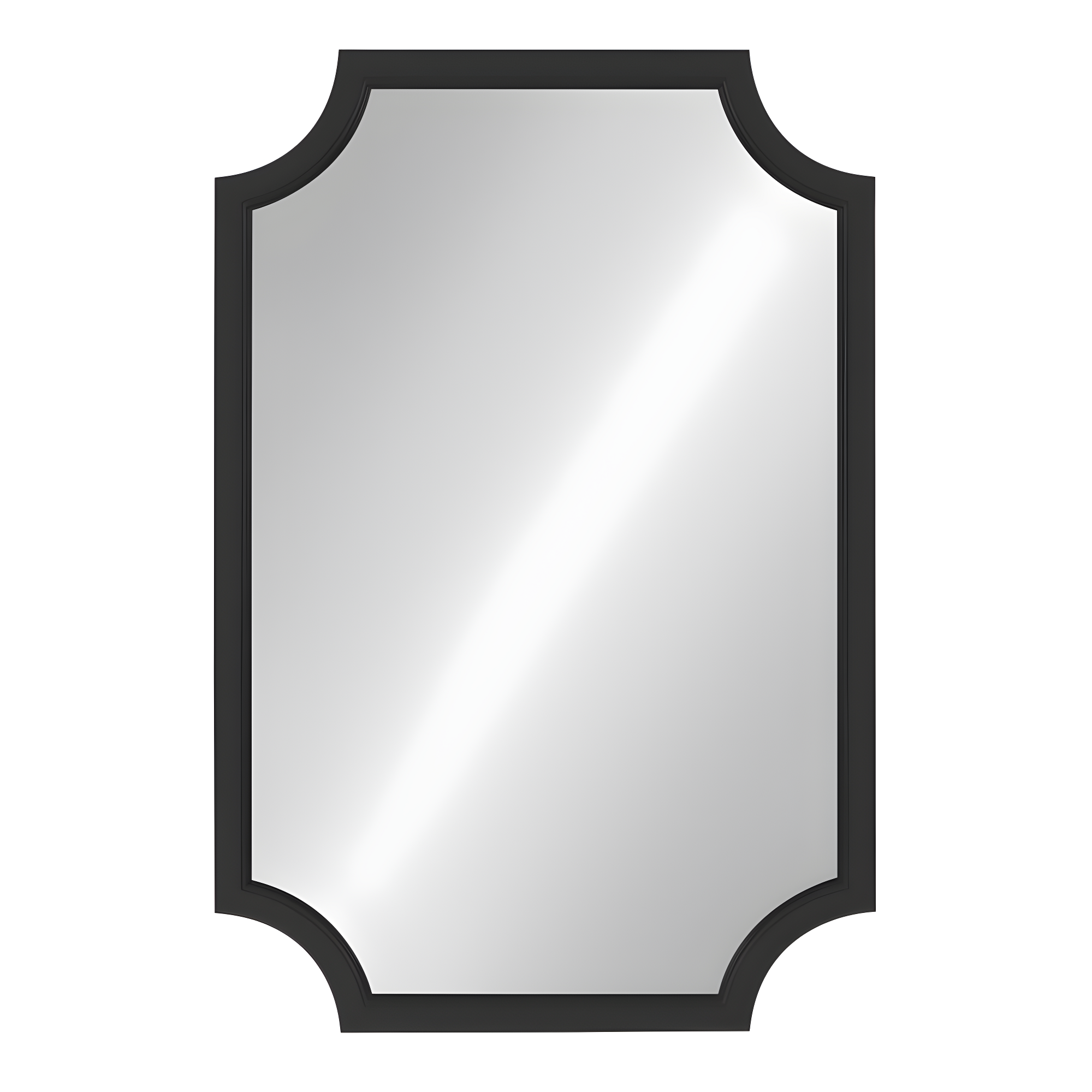 Kate and Laurel 24" x 36" Hogan Framed Scallop Wall Mirror Black : Modern Style, MDF Frame, No Assembly Required