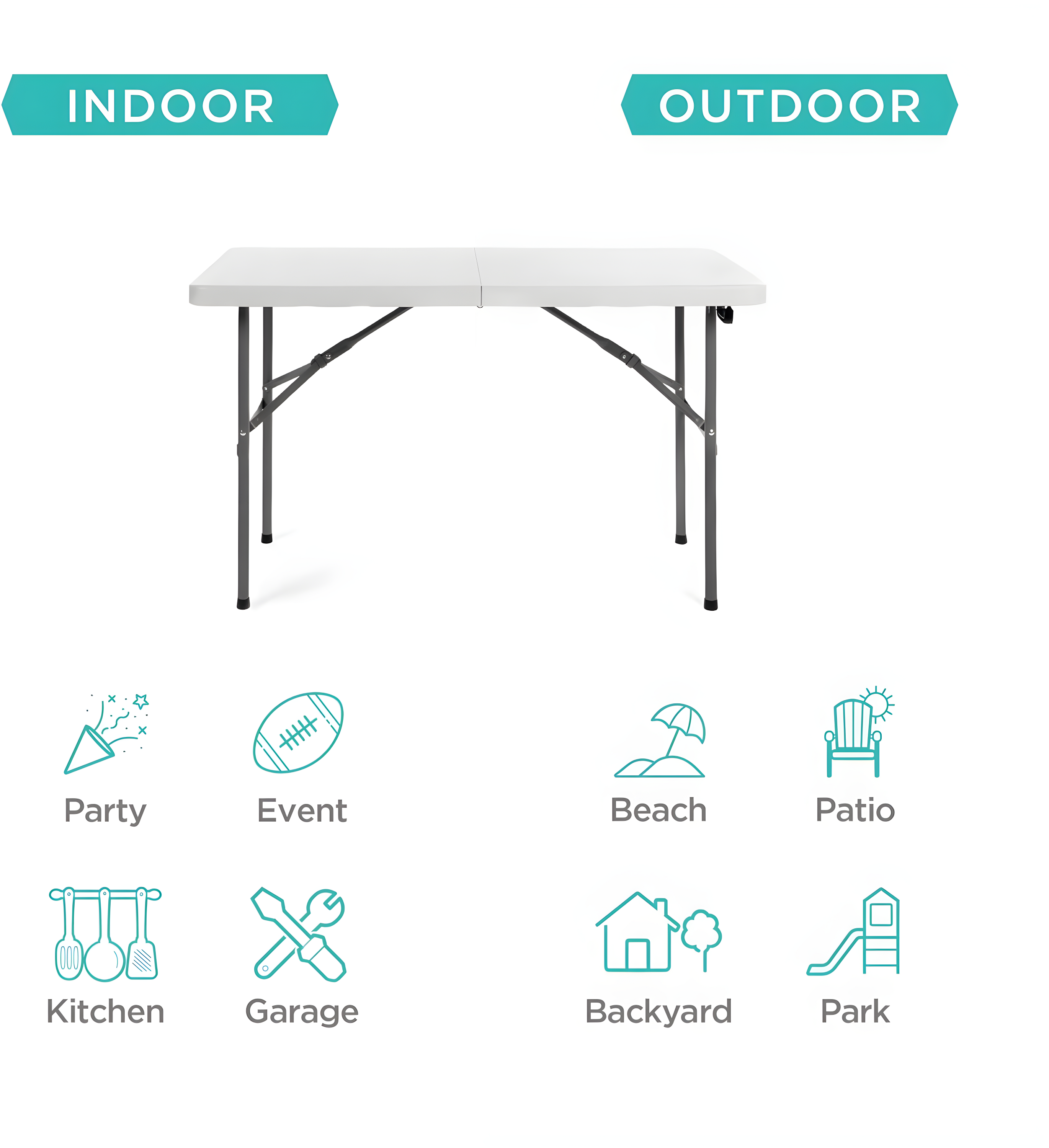 Best Choice Products Plastic Folding Table, Indoor Outdoor Heavy Duty Portable w/ Handle, Lock for Picnic